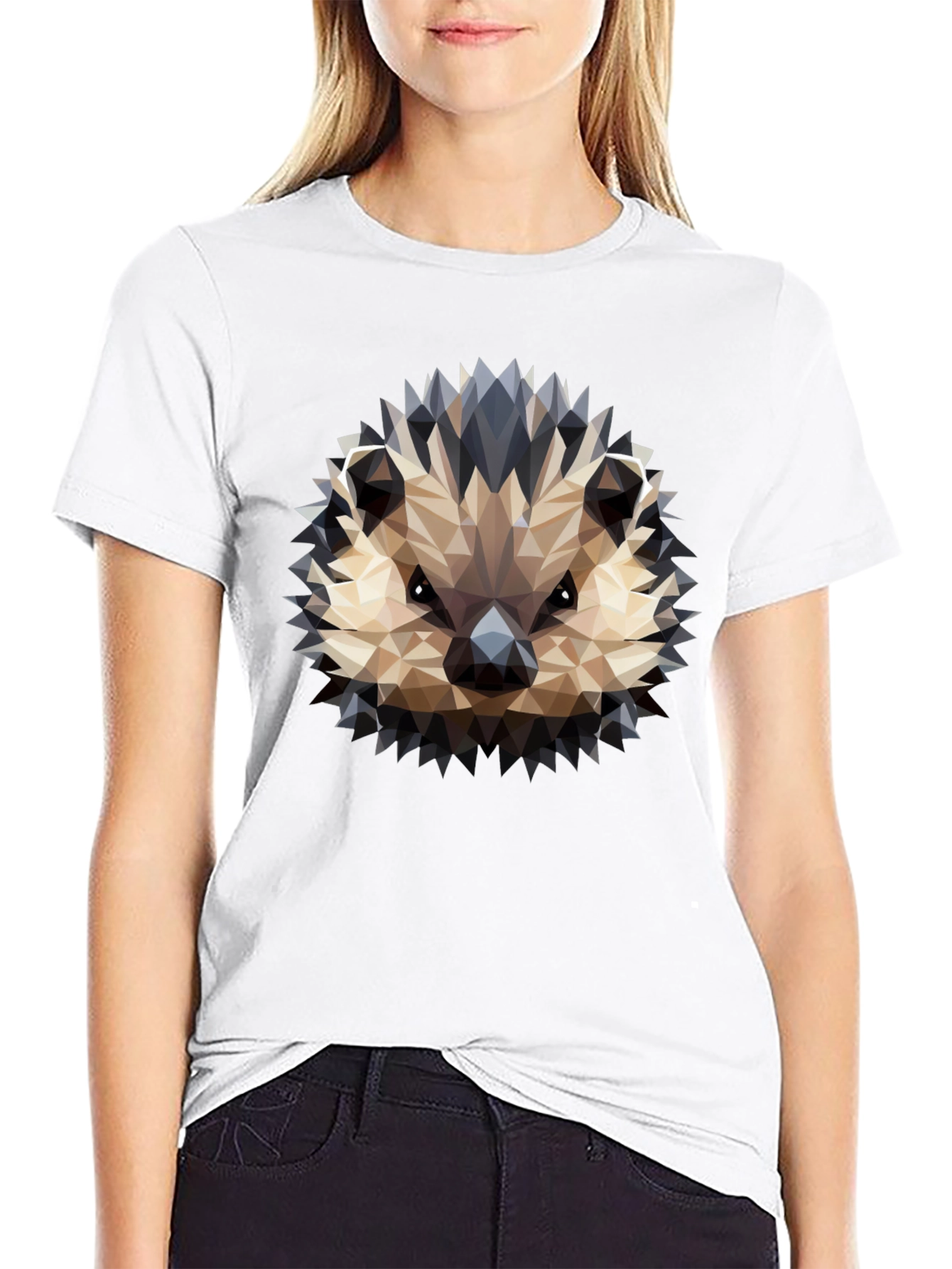Geometric Hedgehog Graphic Black T-Shirt