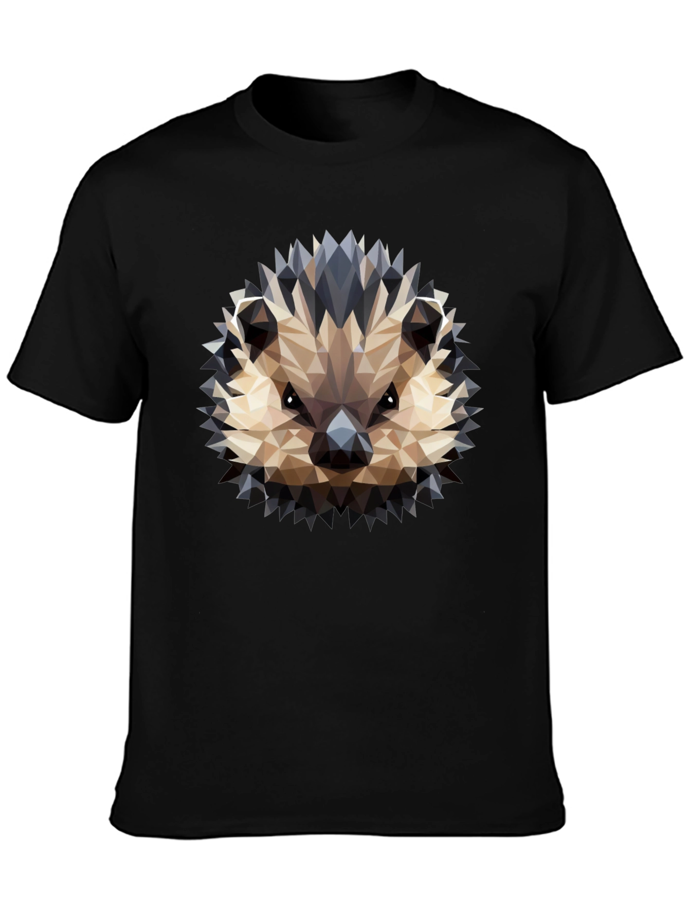 Geometric Hedgehog Graphic Black T-Shirt