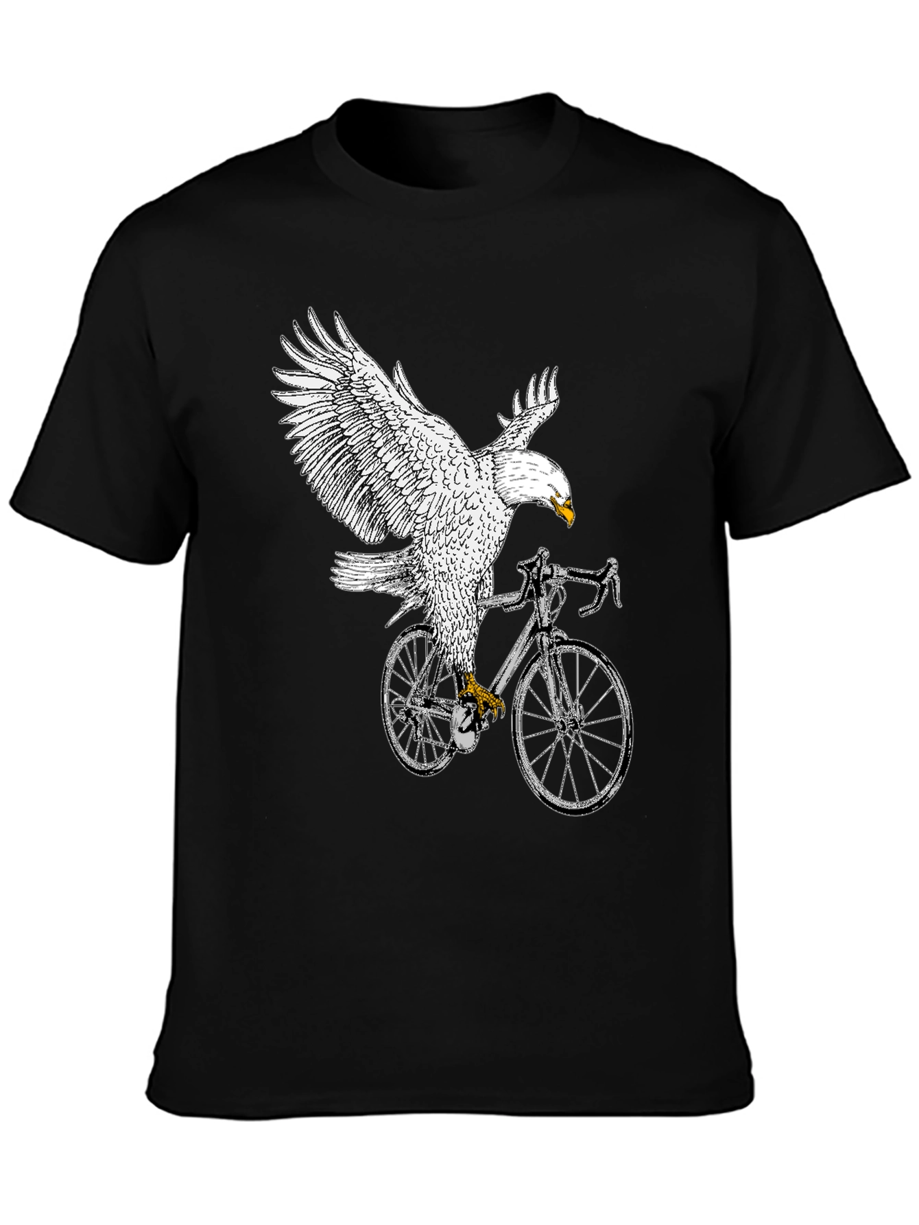 Eagle Riding Bike Graphic Tee - Black