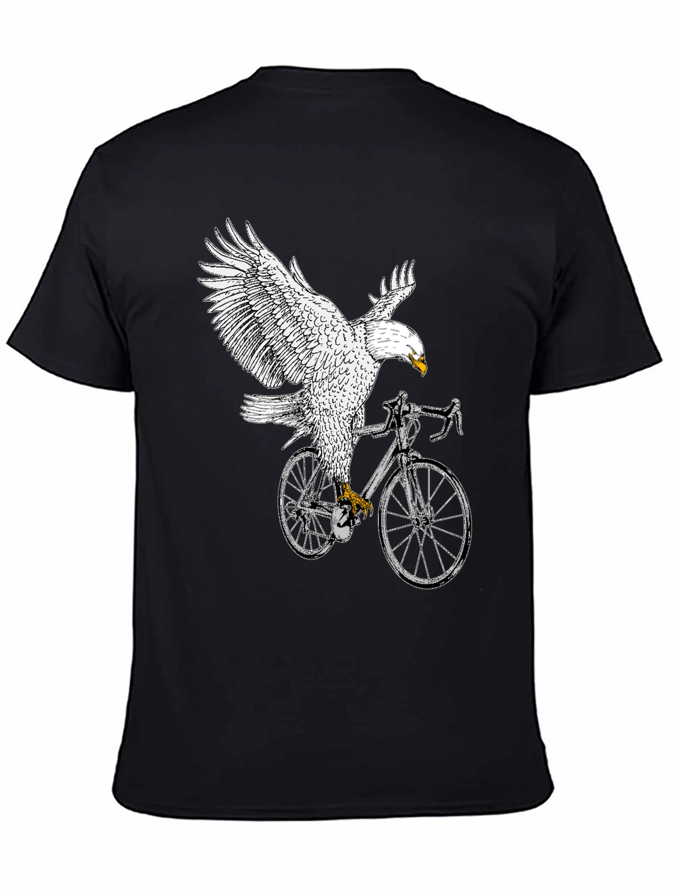 Eagle Riding Bike Graphic Tee - Black