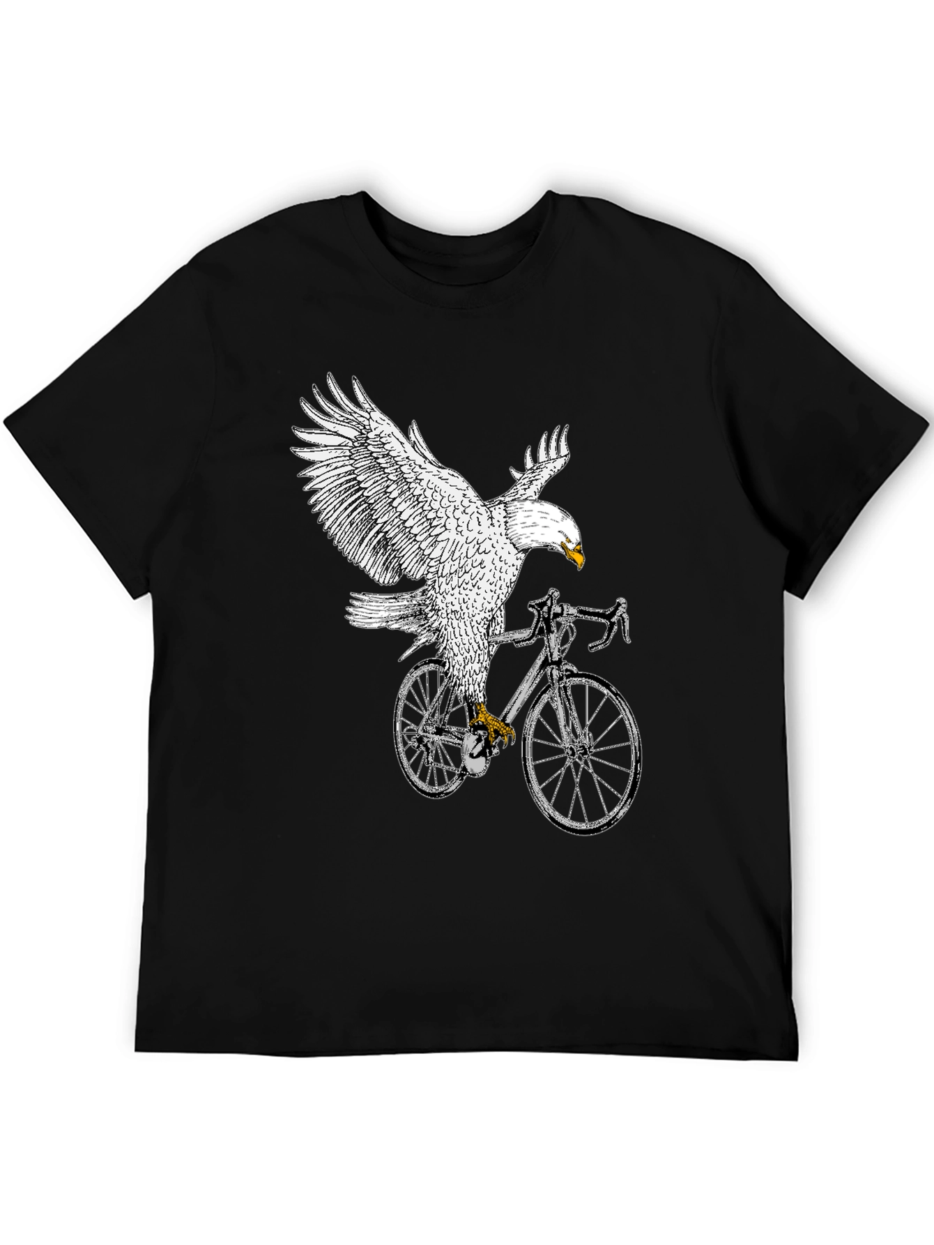 Eagle Riding Bike Graphic Tee - Black
