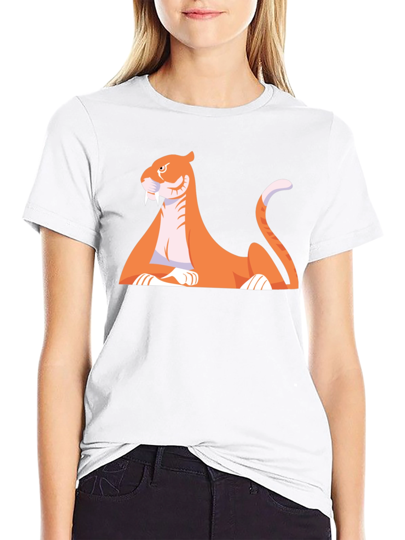 Cartoon Saber-Tooth Tiger Graphic Tee