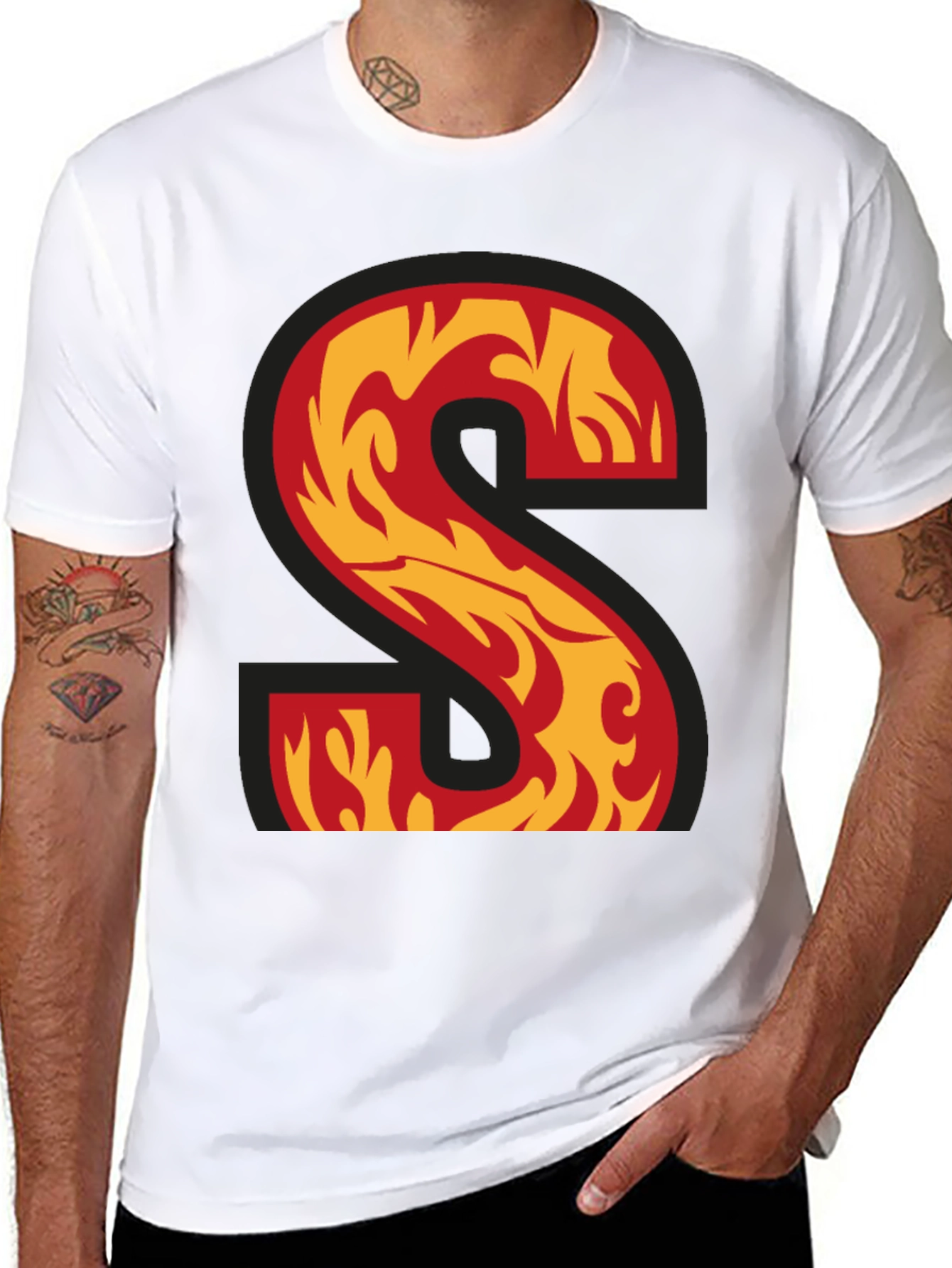 Fiery Letter S Graphic Tee - Cool & Stylish