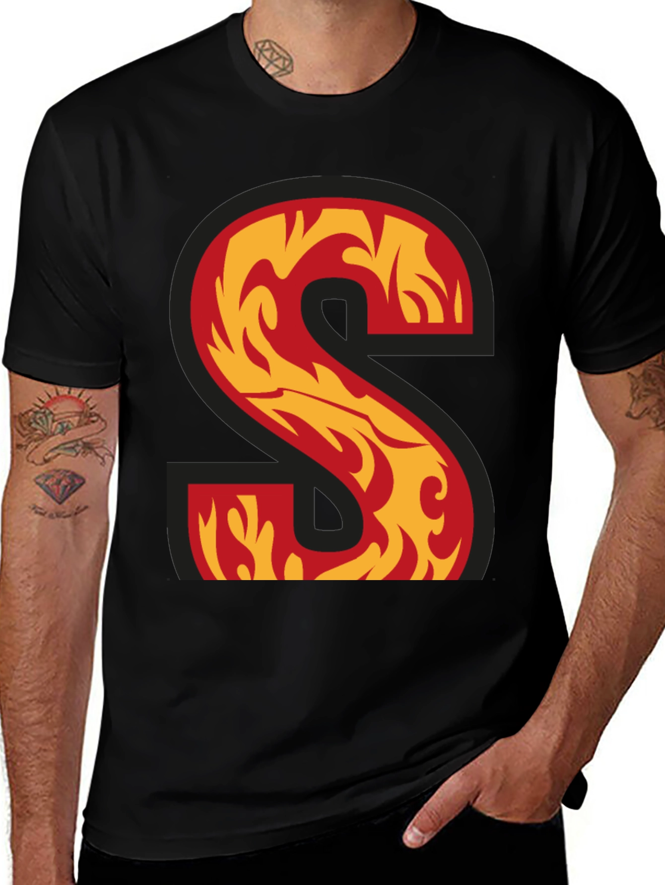 Fiery Letter S Graphic Tee - Cool & Stylish