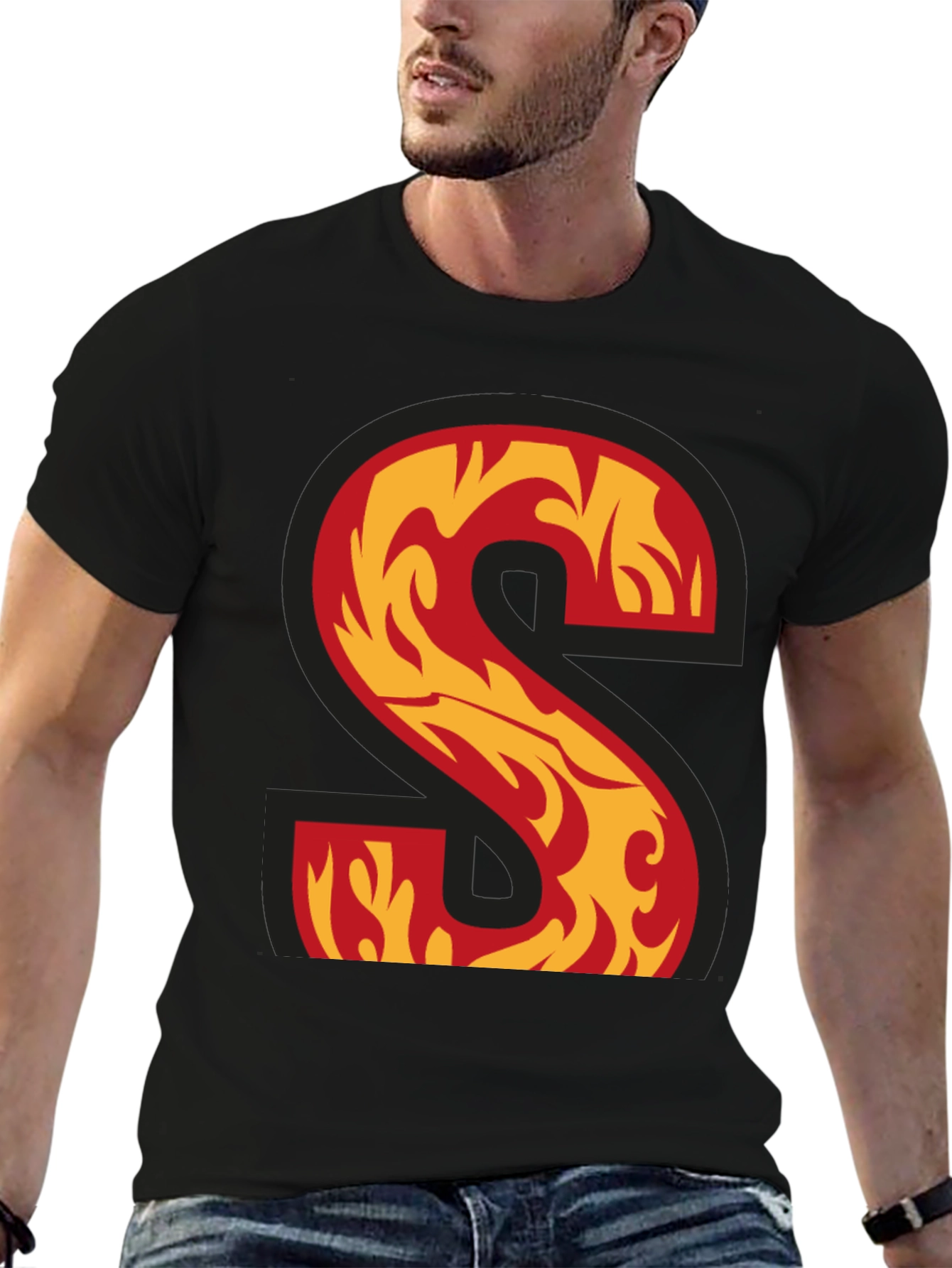 Fiery Letter S Graphic Tee - Cool & Stylish
