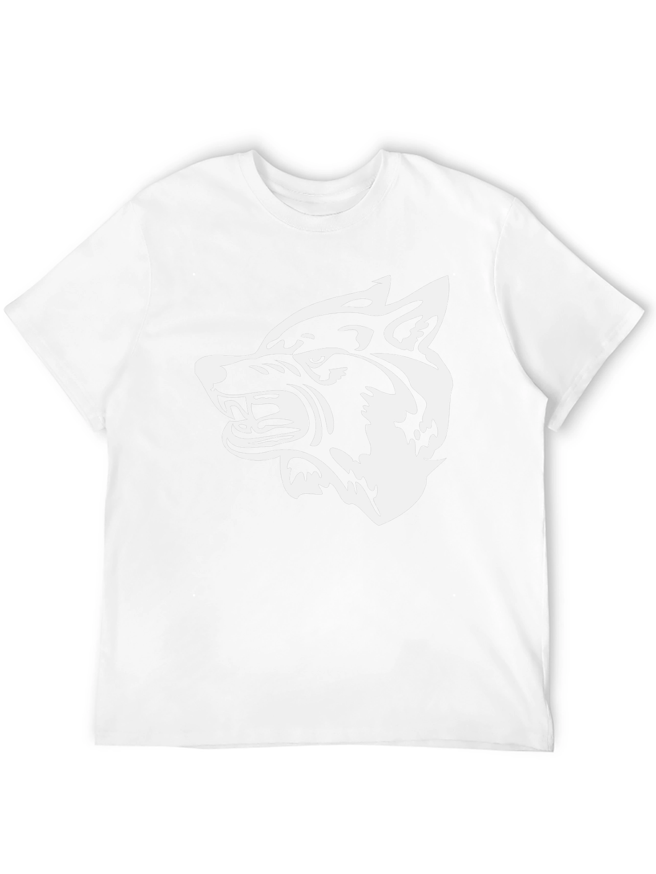 Black T-Shirt with White Wolf Graphic