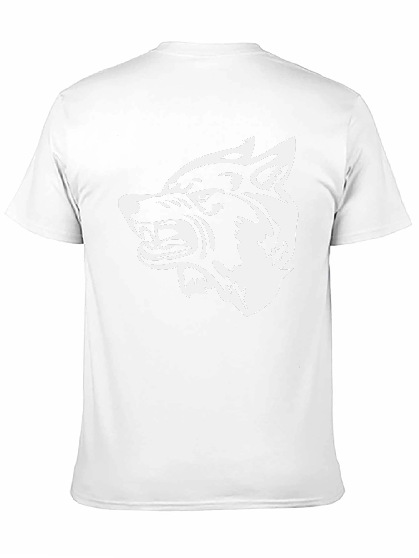 Black T-Shirt with White Wolf Graphic