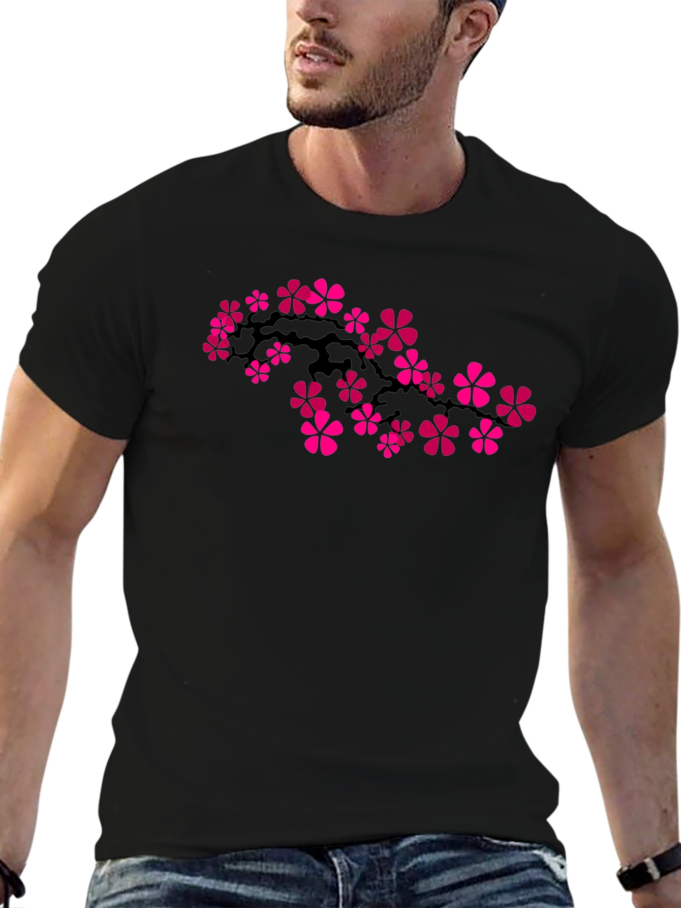 Floral Blossom Graphic T-Shirt - Black