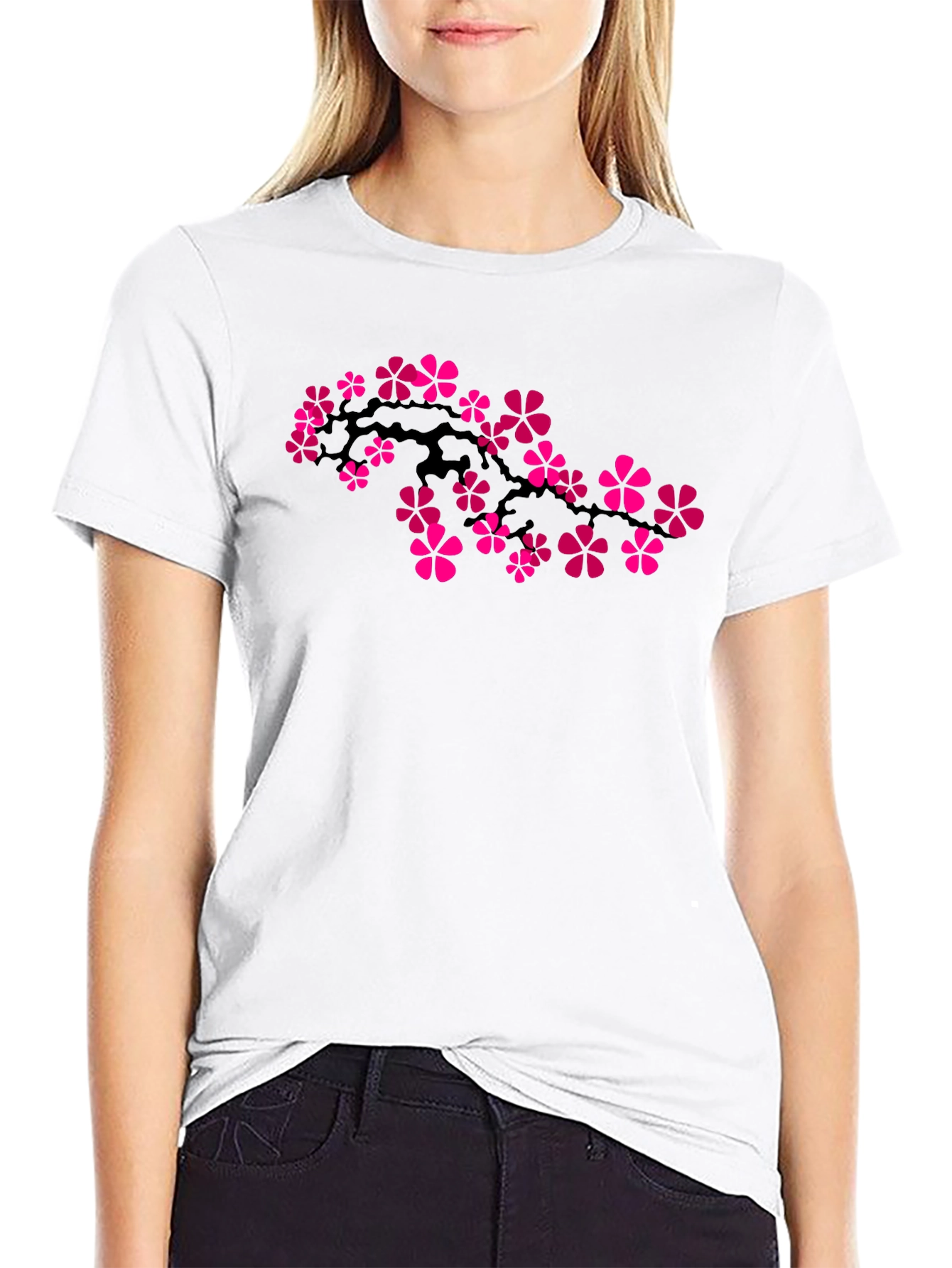 Floral Blossom Graphic T-Shirt - Black