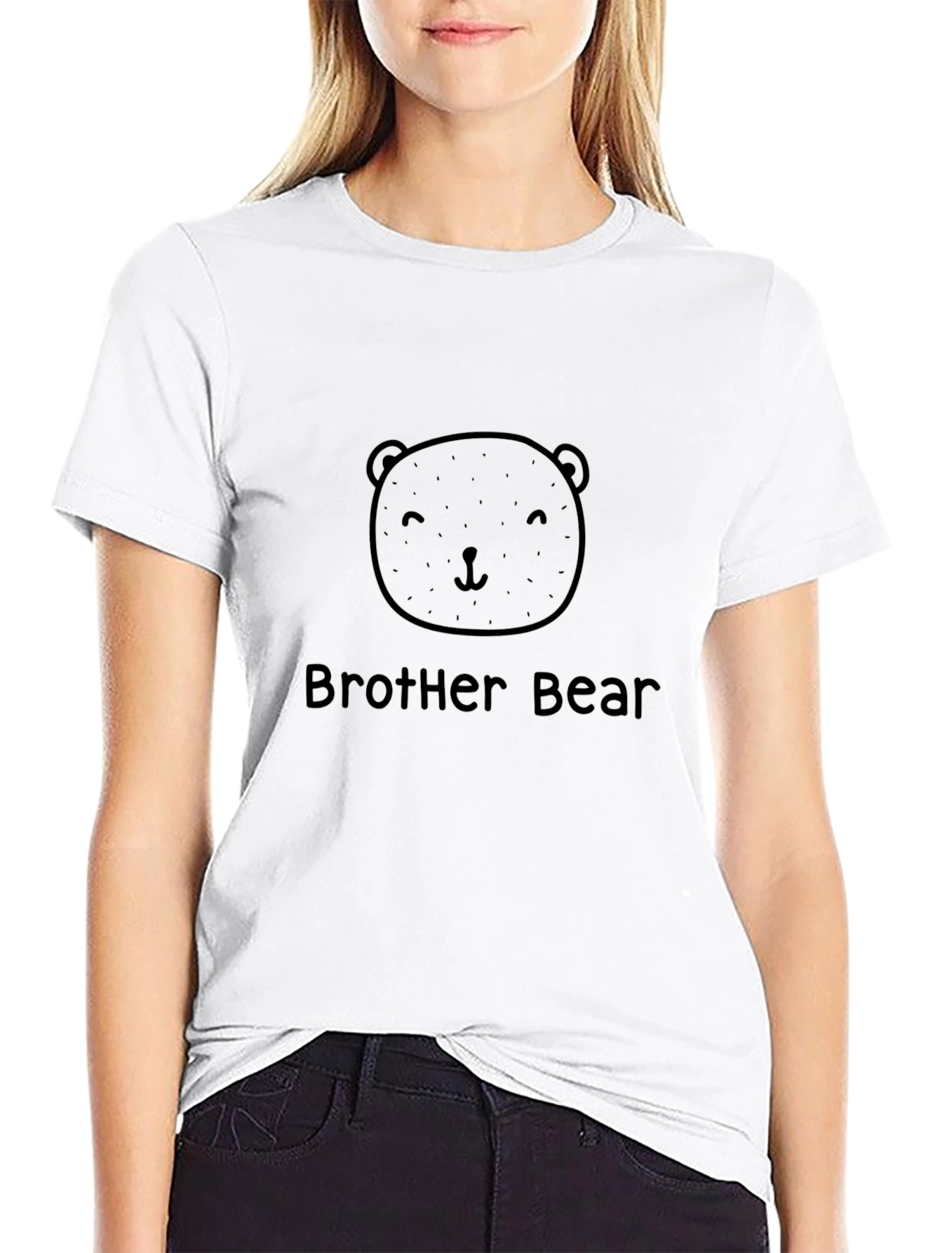 Brother Bear Graphic Tee - Black Cotton Blend Shirt