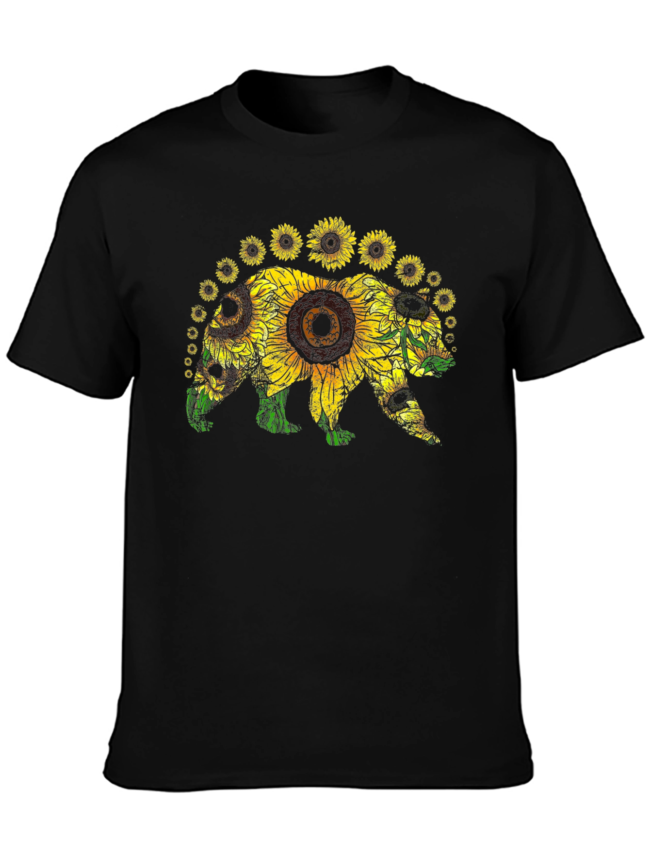 Sunflower Bear Graphic Tee - Nature Lovers T-Shirt