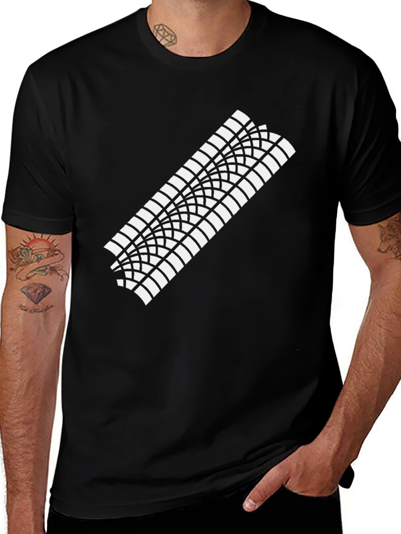 Tire Tread Graphic Tee - Black Cotton T-Shirt