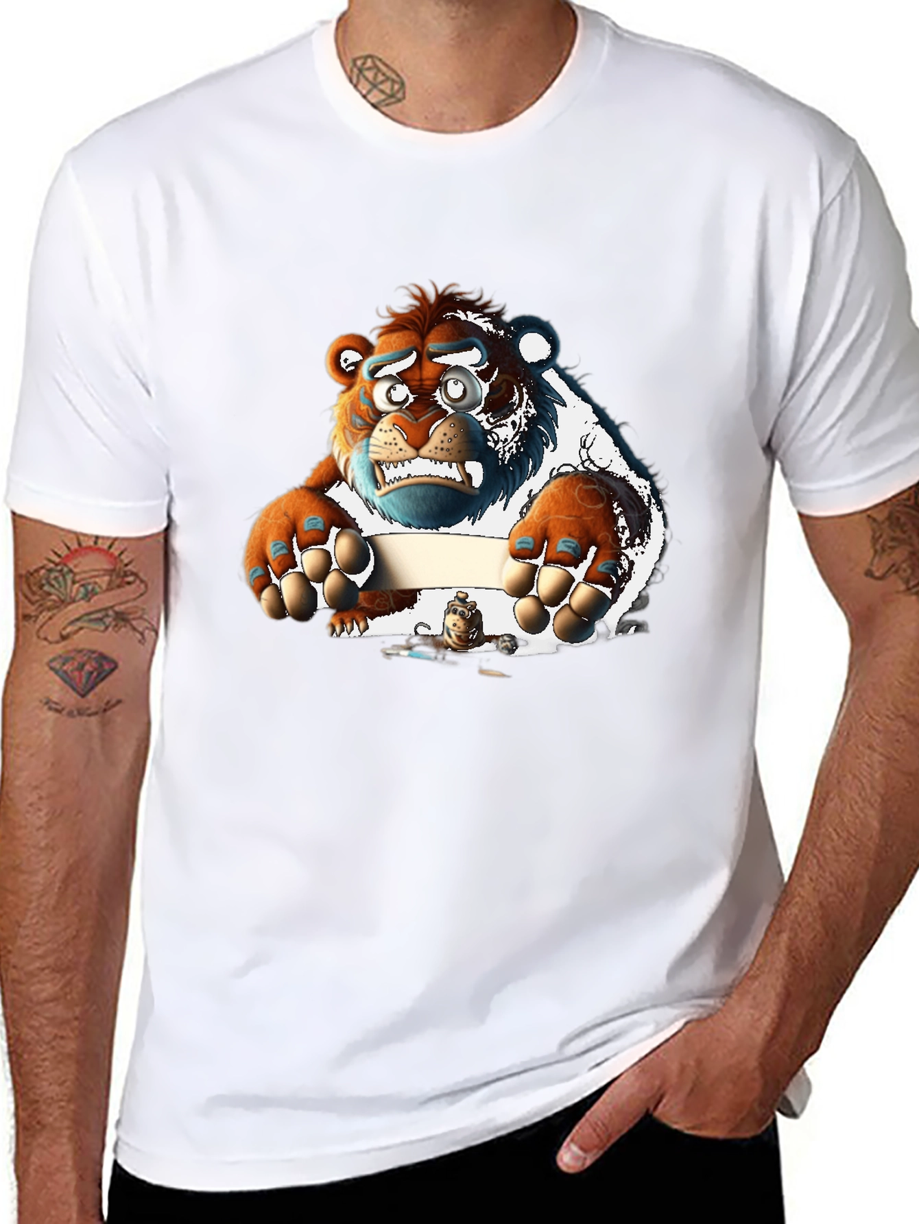Cartoon Bear Graphic Tee - Unique Print