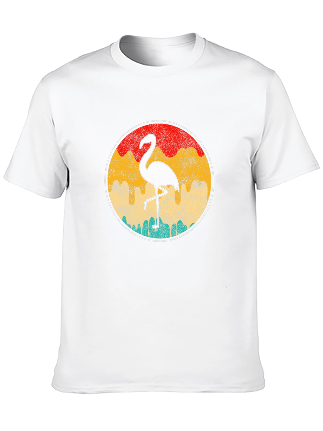 Retro Flamingo Graphic Tee - Black Cotton T-Shirt