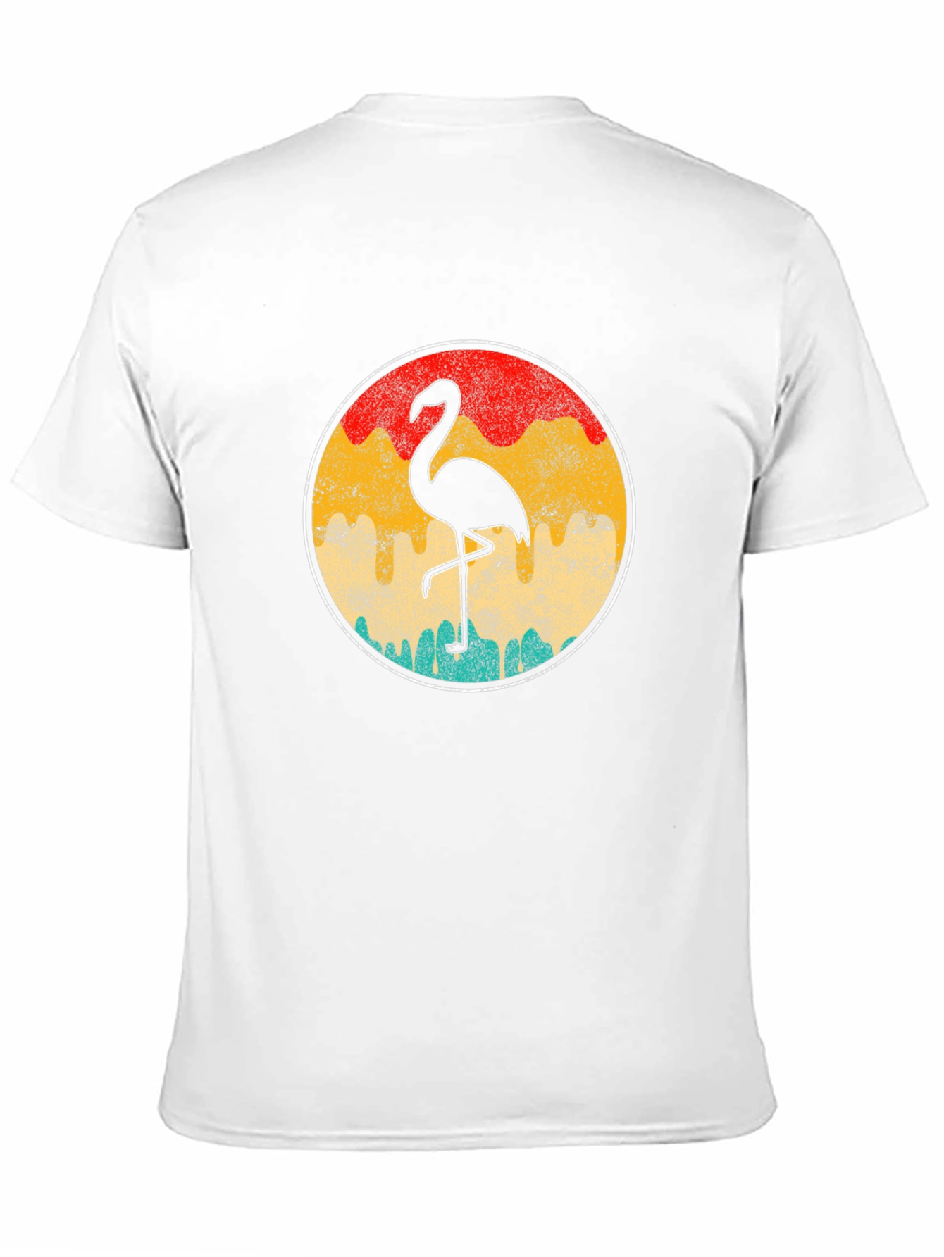 Retro Flamingo Graphic Tee - Black Cotton T-Shirt