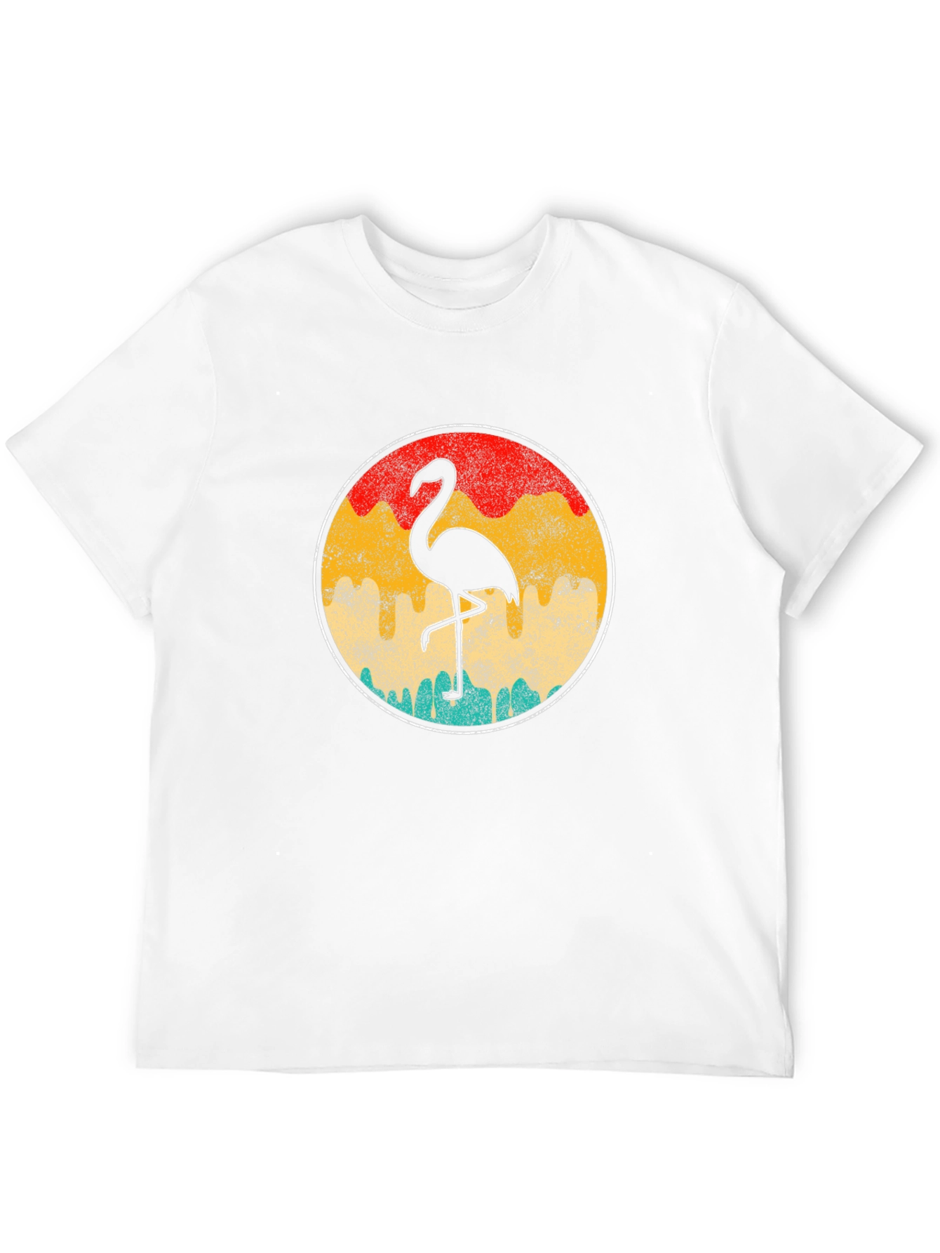 Retro Flamingo Graphic Tee - Black Cotton T-Shirt