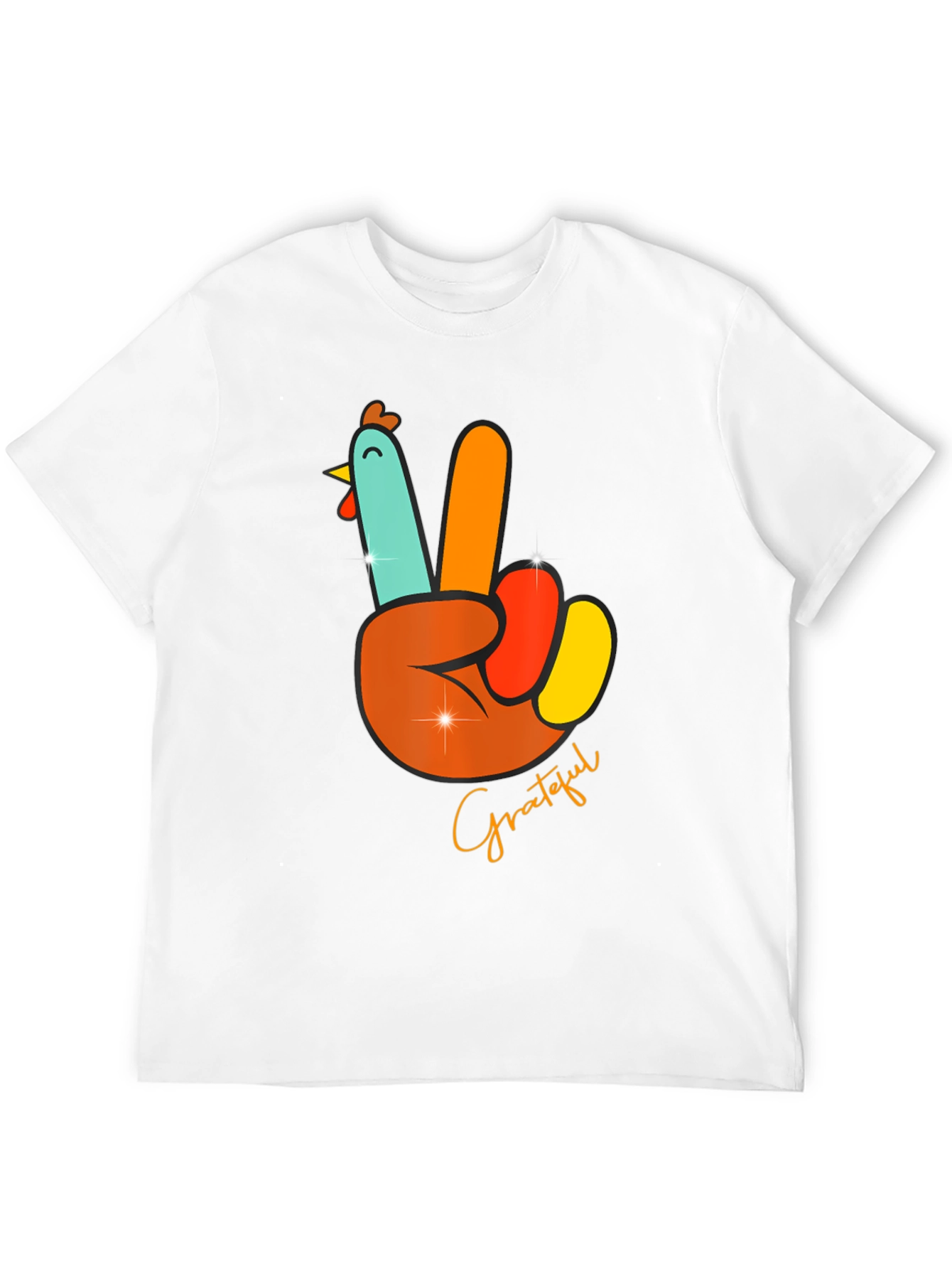 Grateful Turkey Peace Sign Thanksgiving T-Shirt