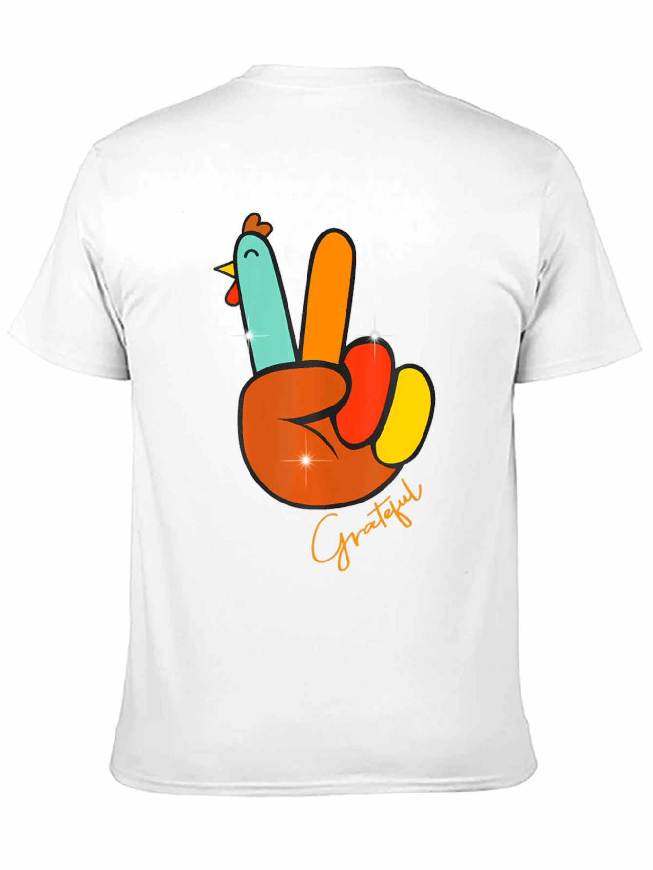 Grateful Turkey Peace Sign Thanksgiving T-Shirt