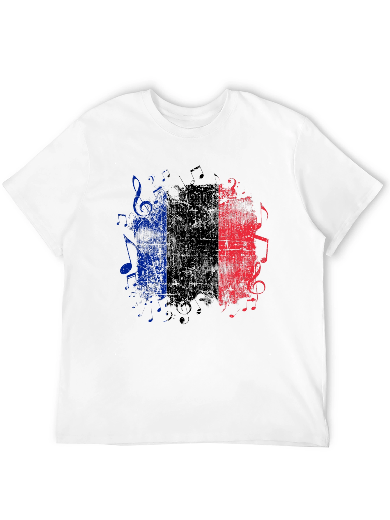 French Flag Music Notes Graphic Tee