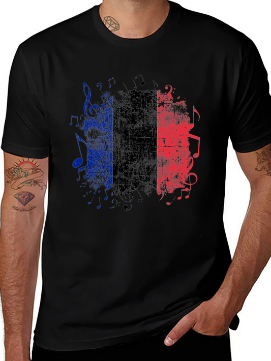 French Flag Music Notes Graphic Tee