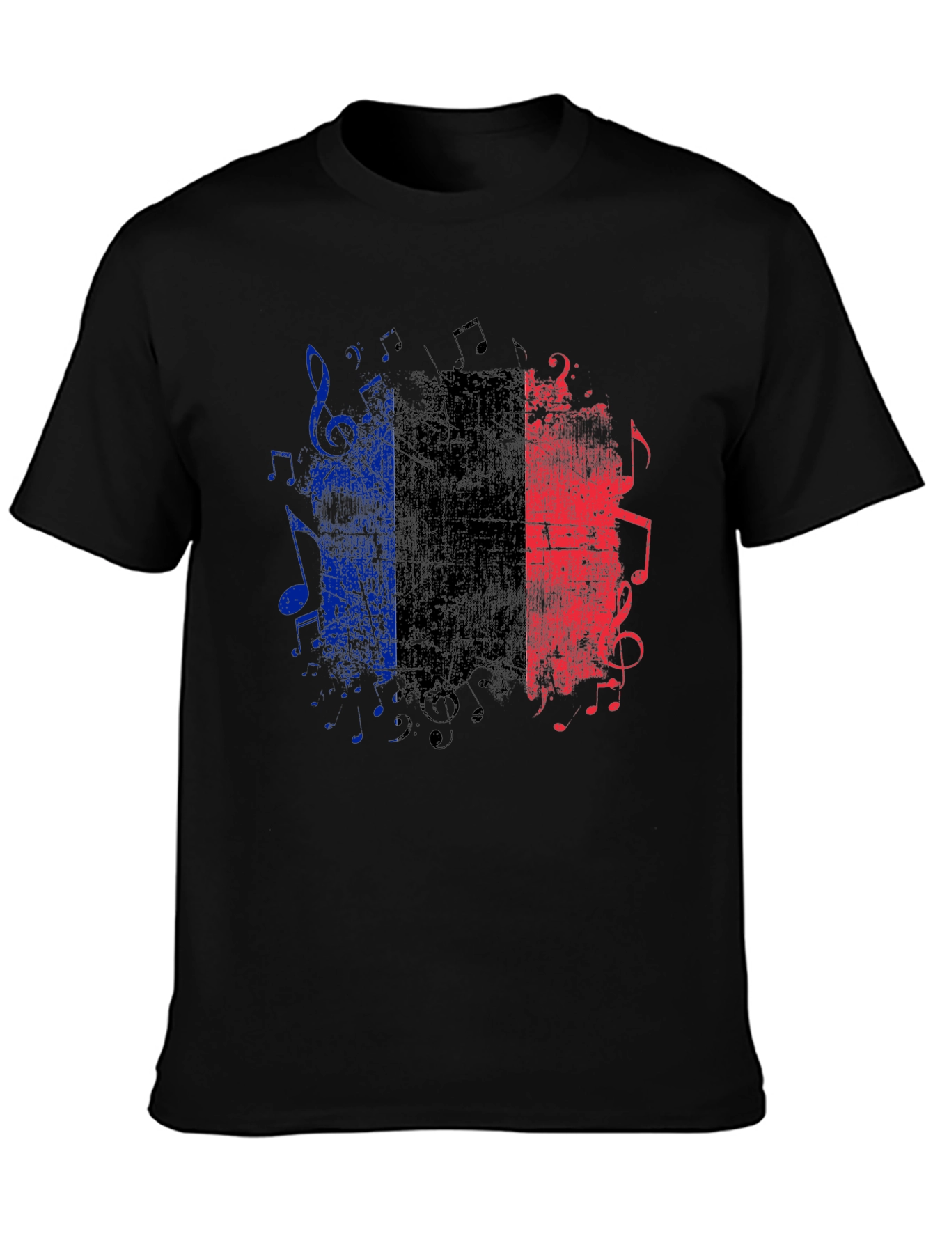 French Flag Music Notes Graphic Tee