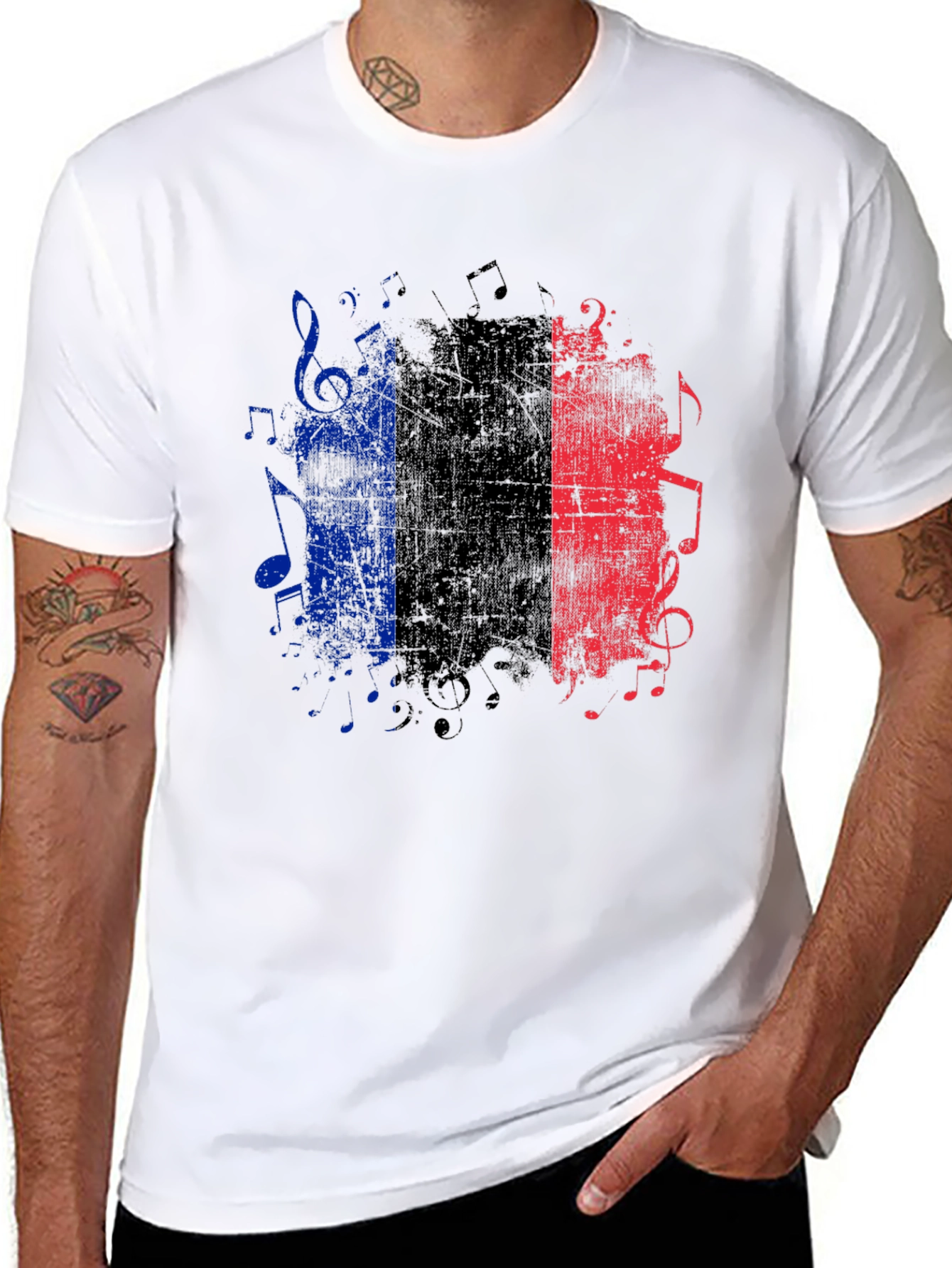 French Flag Music Notes Graphic Tee