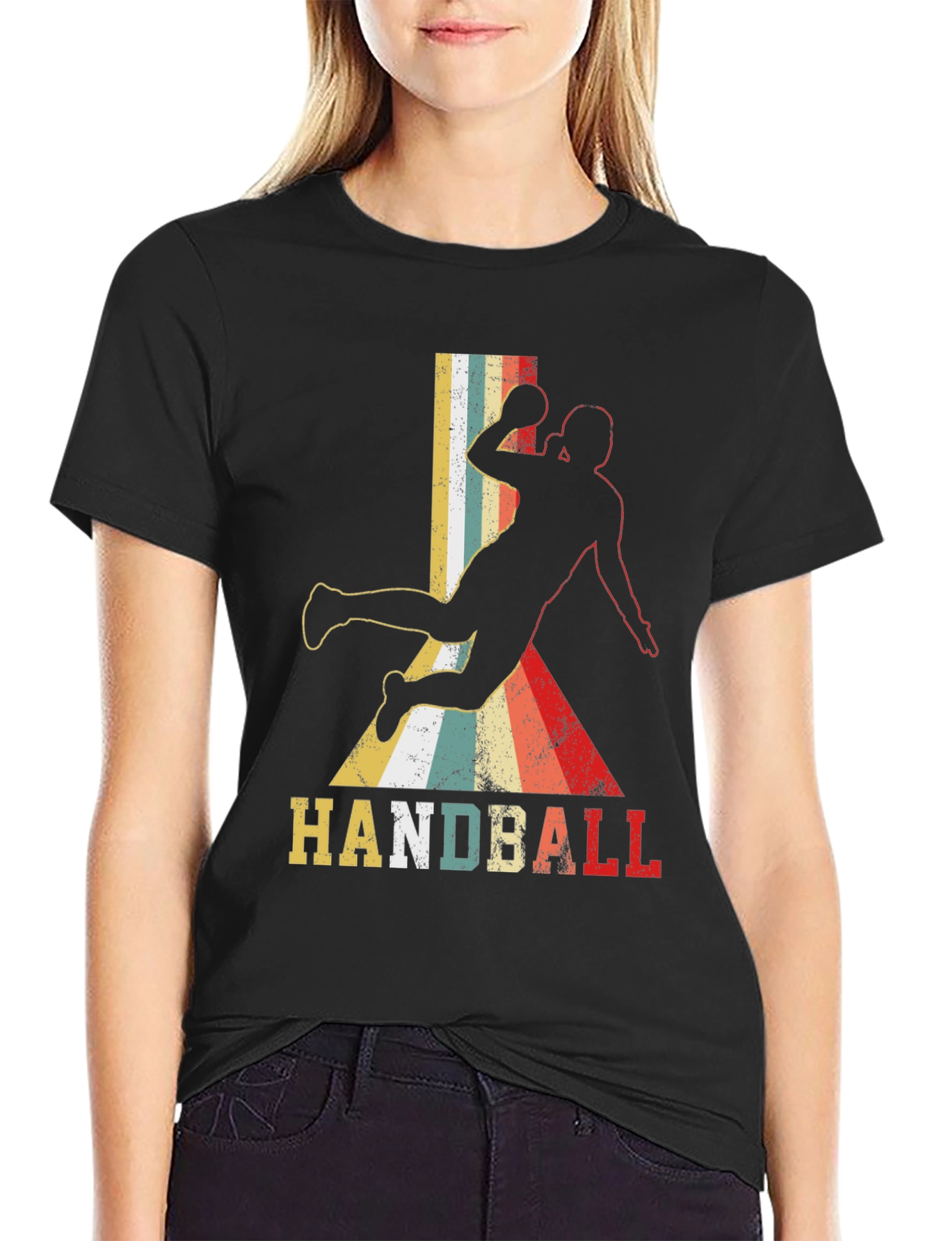 Retro Handball Player Graphic T-Shirt