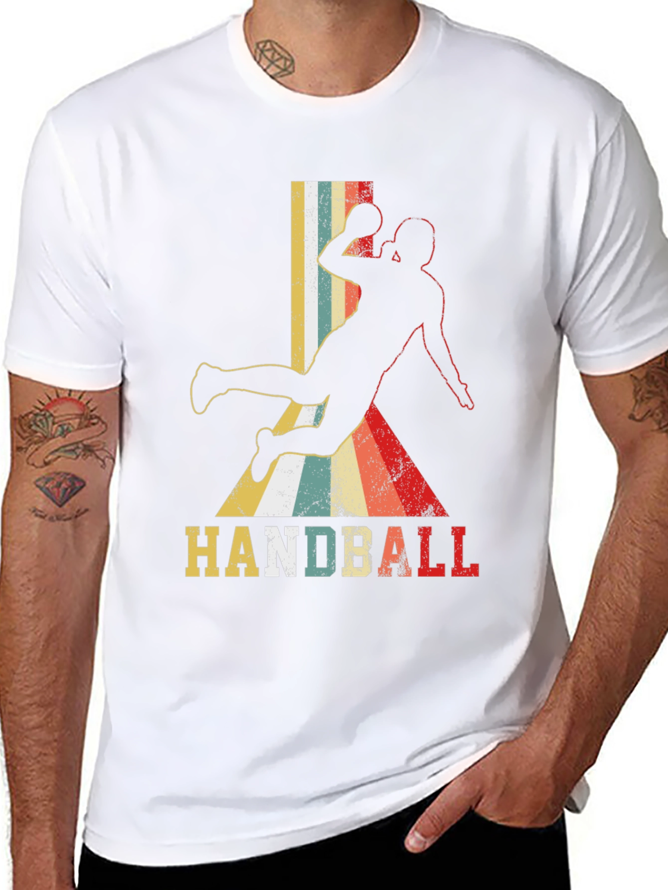 Retro Handball Player Graphic T-Shirt
