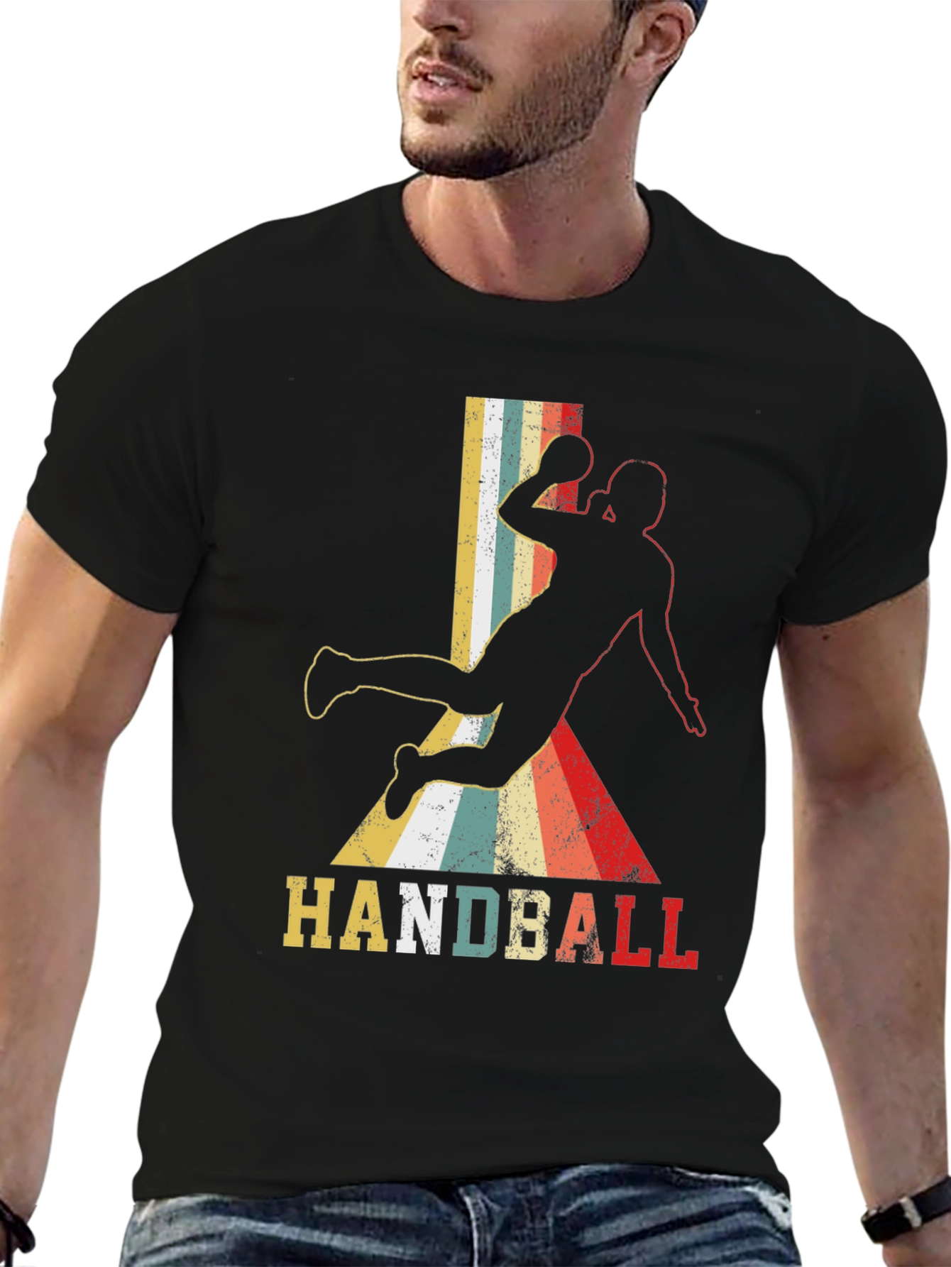 Retro Handball Player Graphic T-Shirt