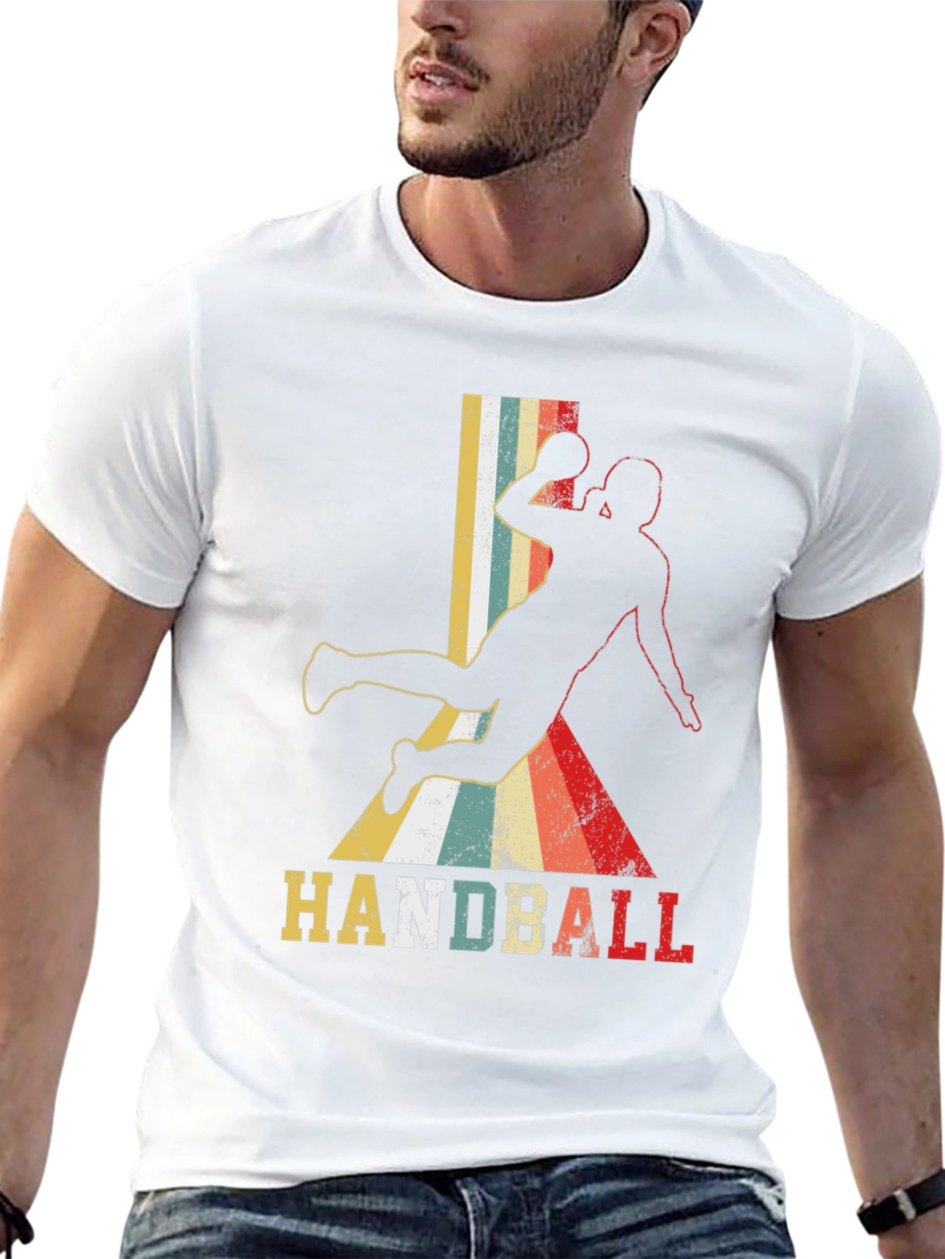 Retro Handball Player Graphic T-Shirt