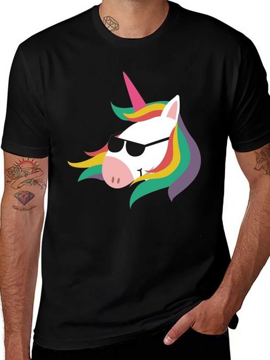 Cool Unicorn Graphic Tee - Mens Black T-Shirt