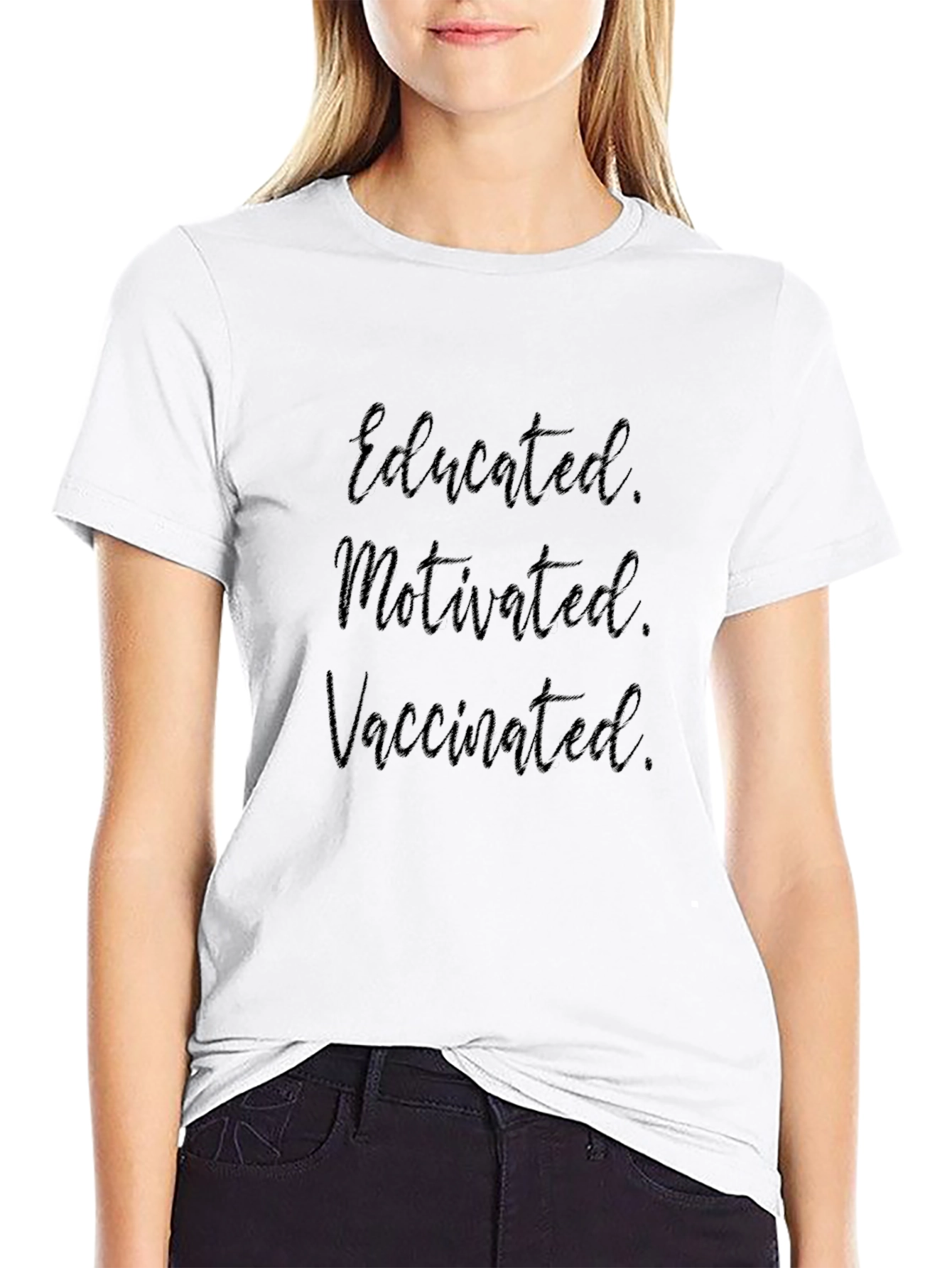 Educated Motivated Vaccinated Black T-Shirt