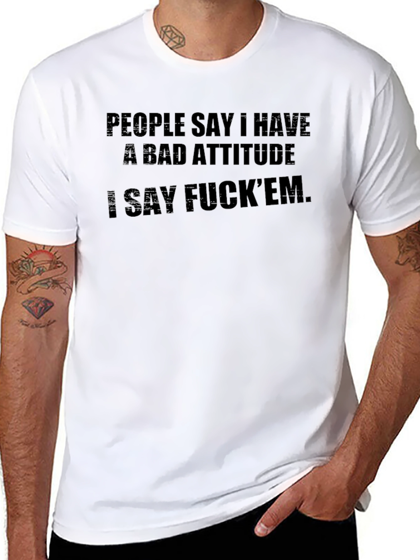 Attitude Graphic Tee - Black Crew Neck T-Shirt