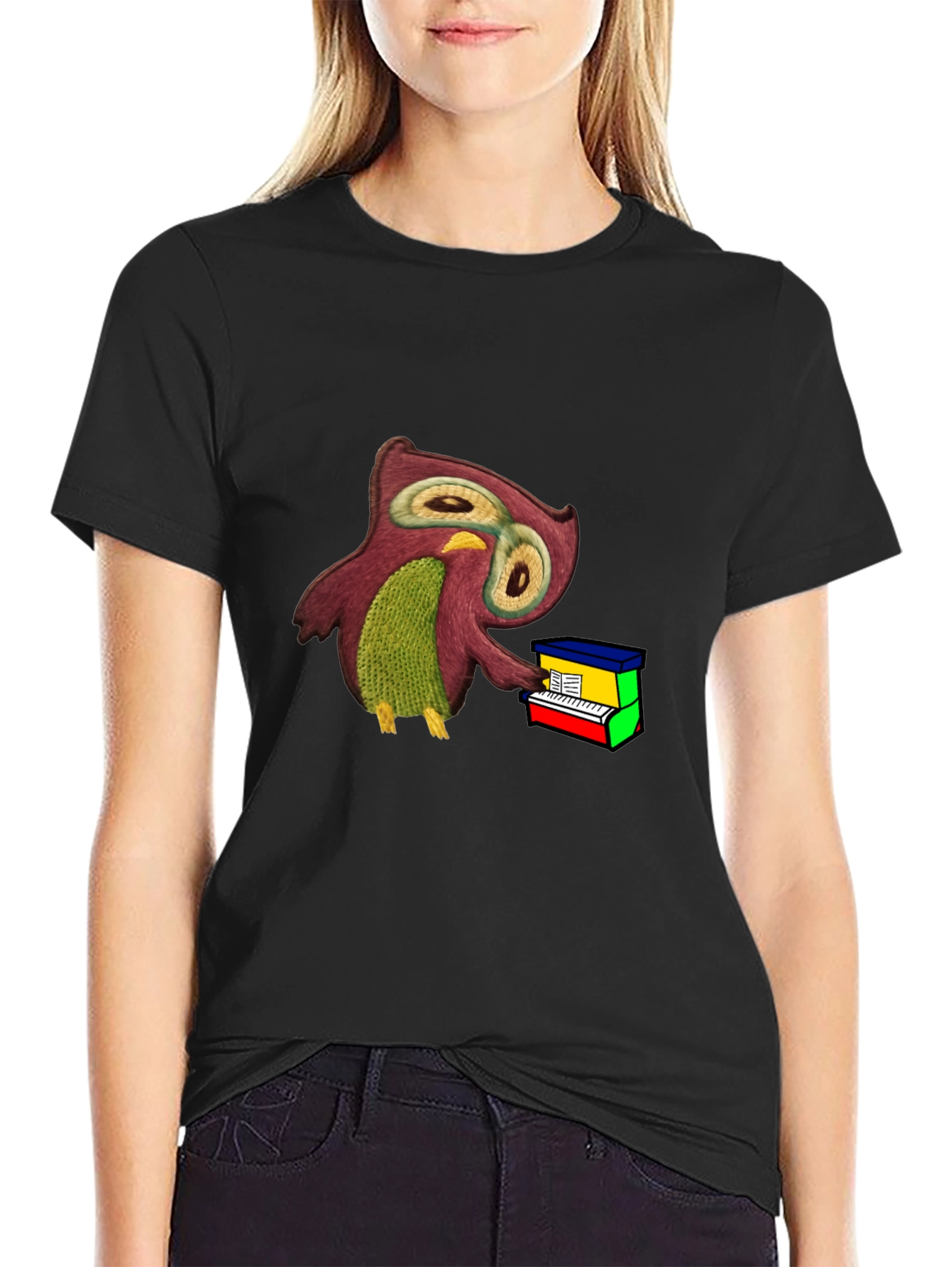 Owl Playing Piano T-Shirt - Unique Graphic Tee