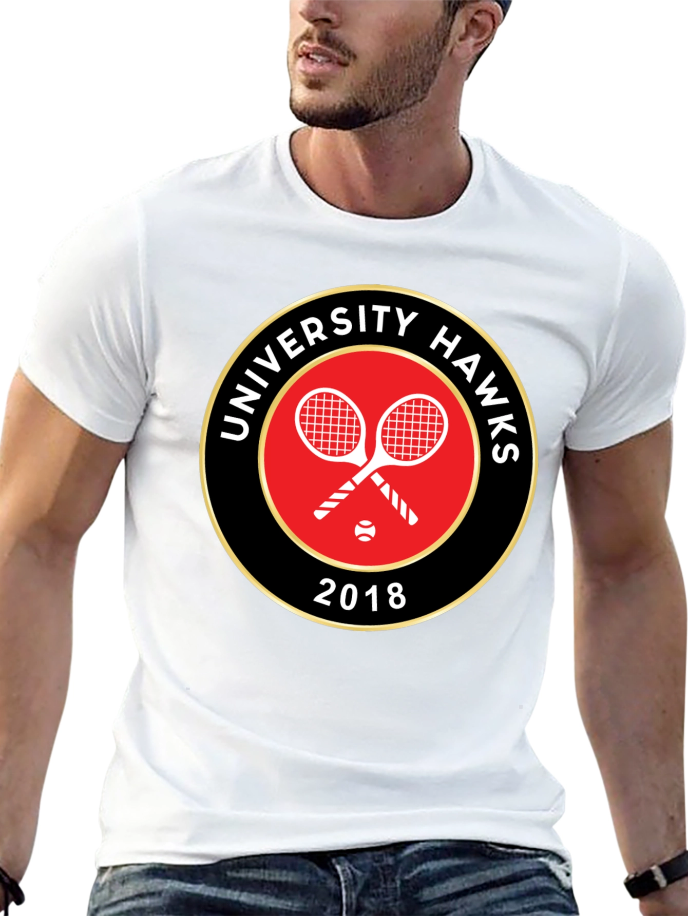 University Hawks Tennis 2018 Black T-Shirt