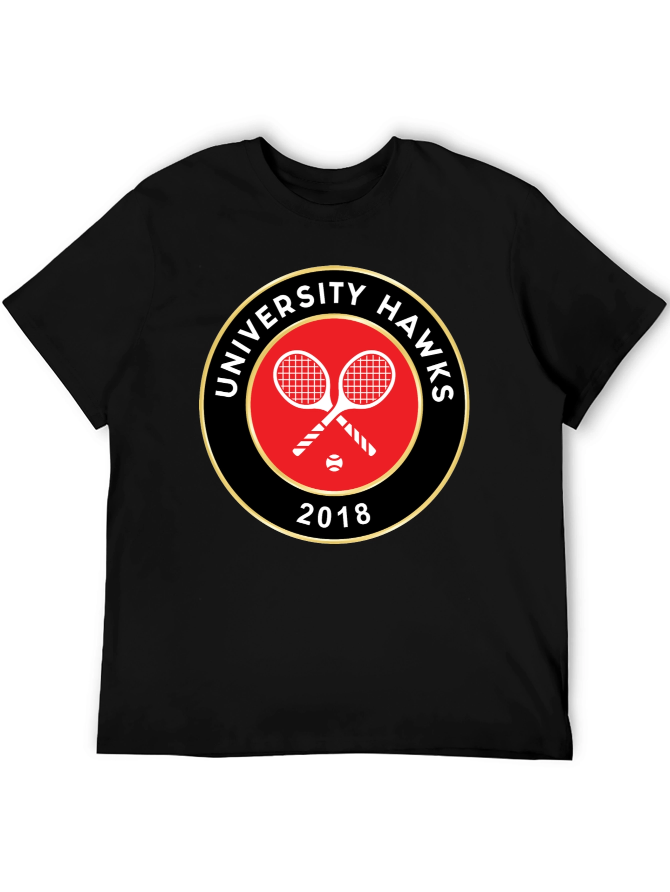 University Hawks Tennis 2018 Black T-Shirt