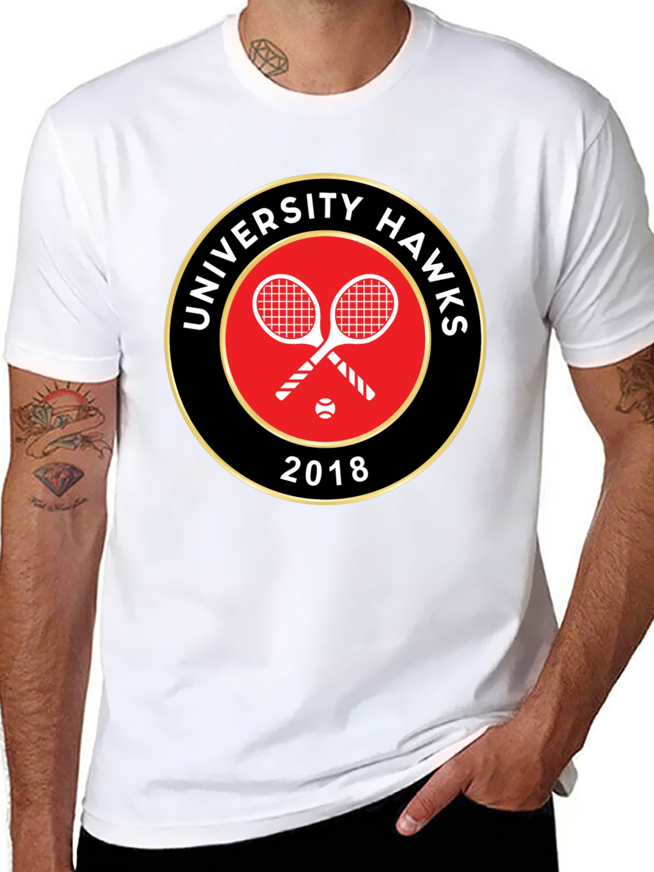 University Hawks Tennis 2018 Black T-Shirt