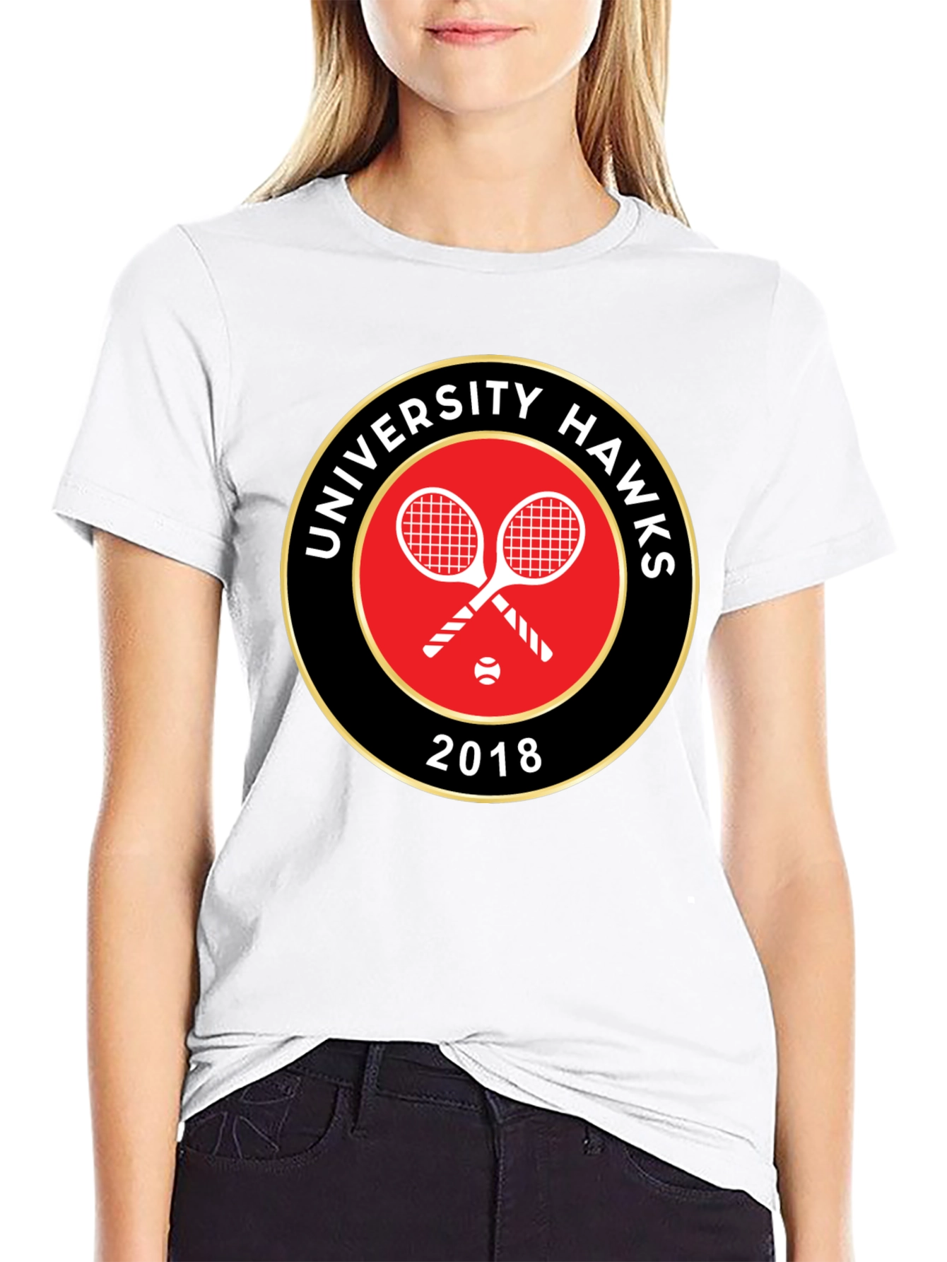 University Hawks Tennis 2018 Black T-Shirt