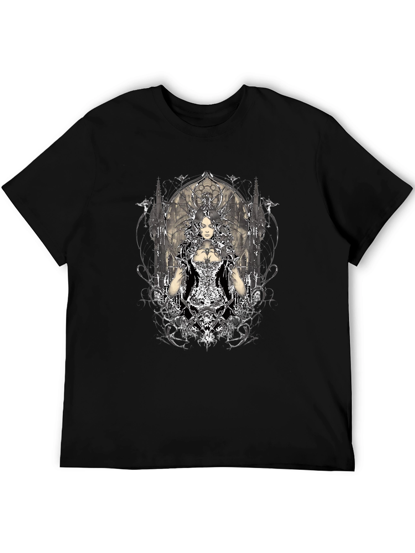 Gothic Queen Graphic T-Shirt - Black