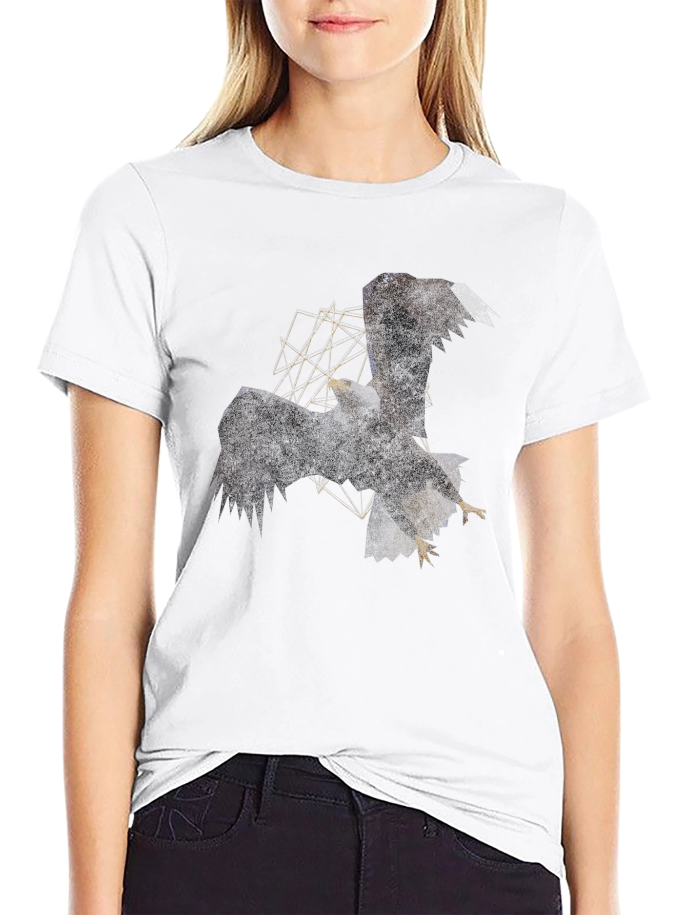 Geometric Eagle Graphic Black Tee