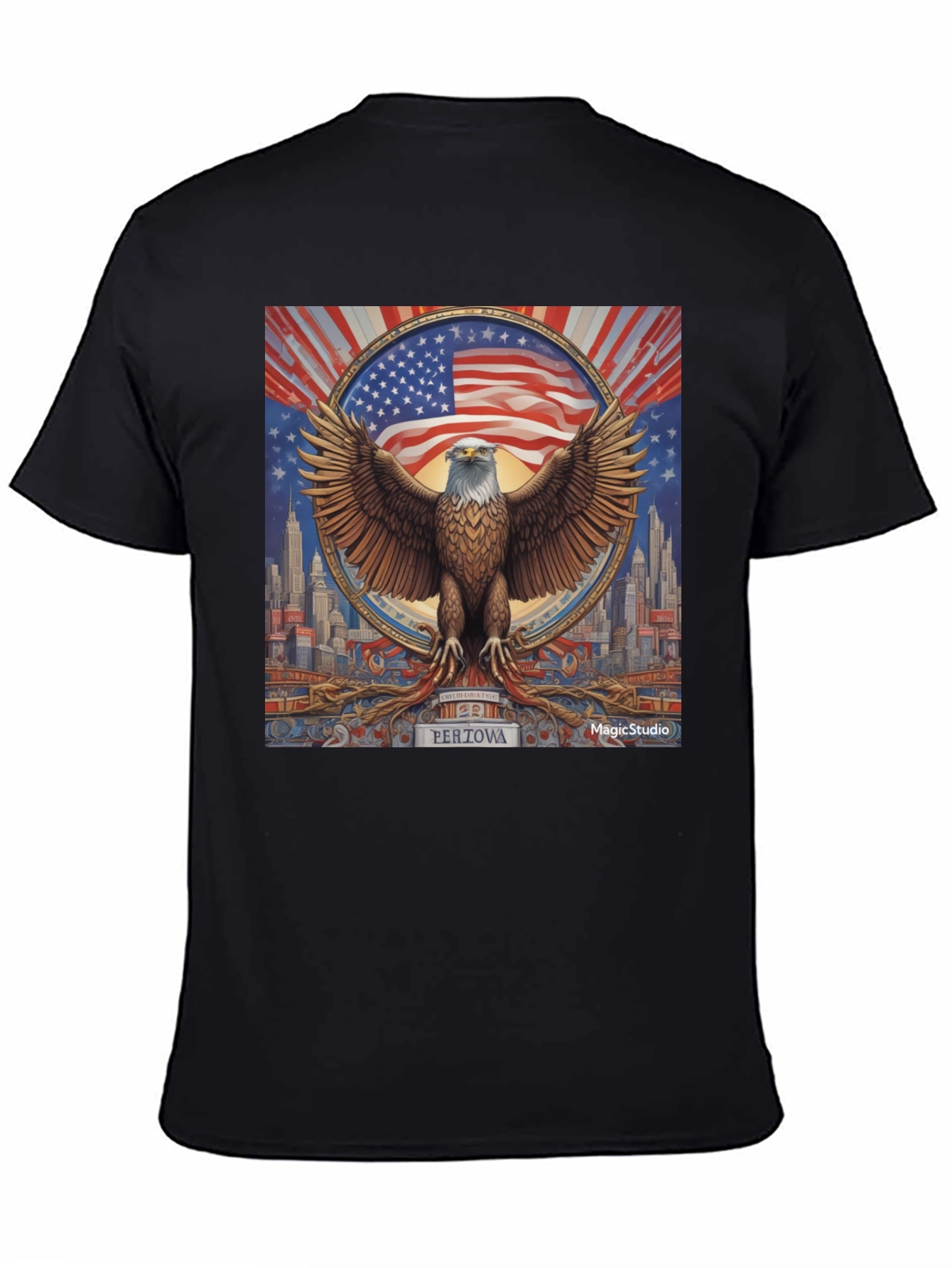 Patriotic Eagle Graphic Tee - Mens Black T-Shirt