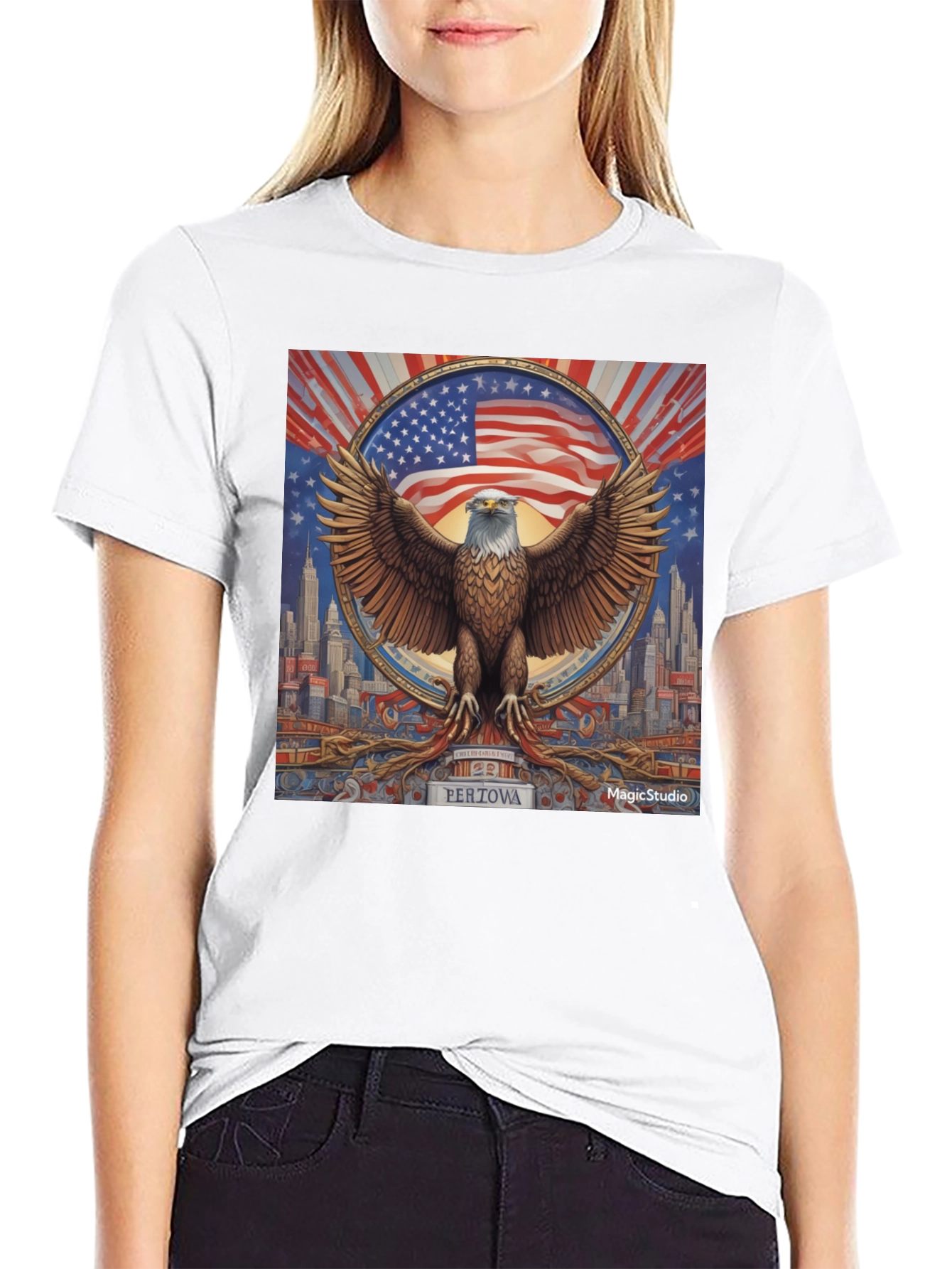 Patriotic Eagle Graphic Tee - Mens Black T-Shirt
