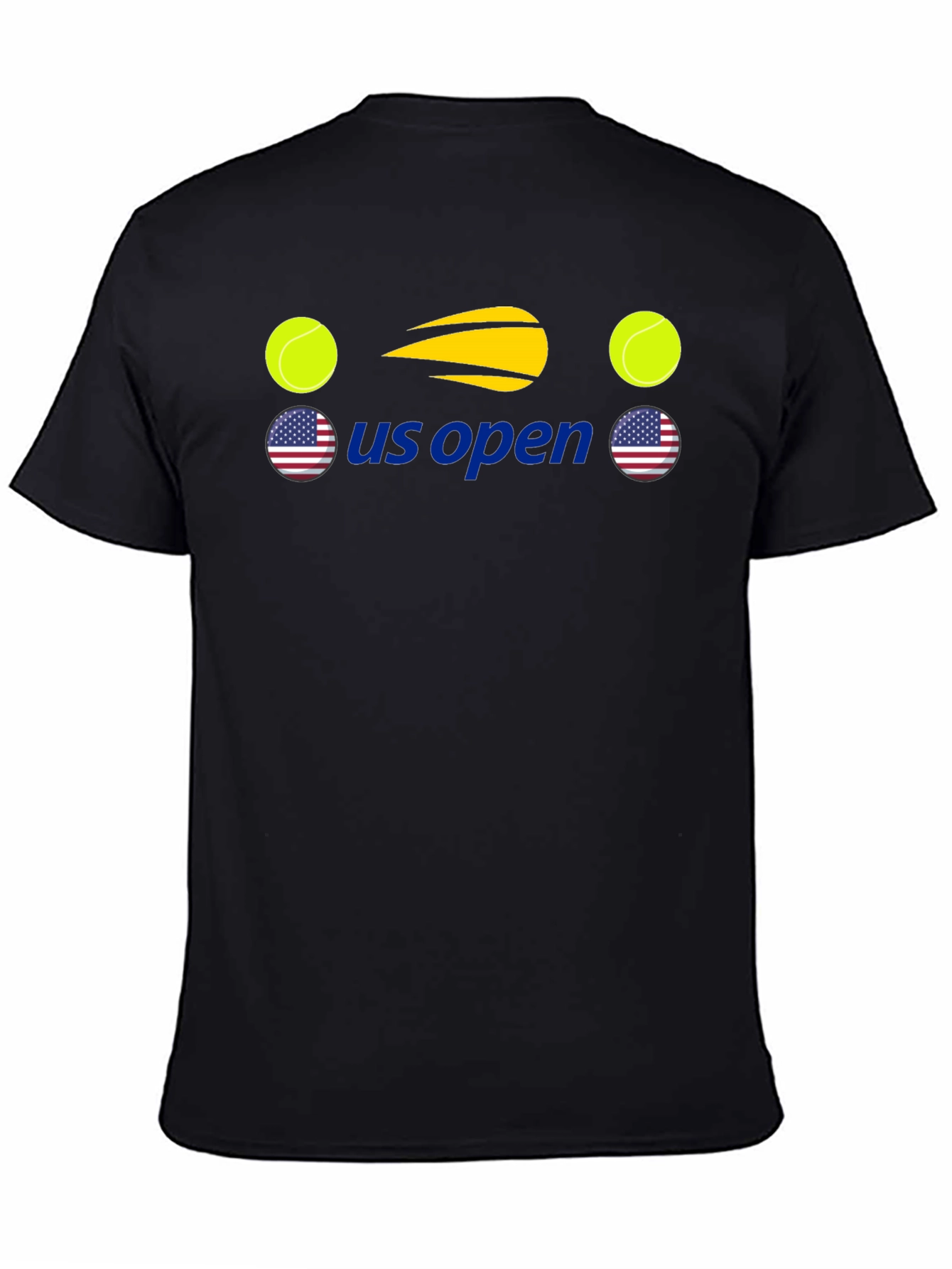 US Open Tennis Graphic Tee - Black Cotton T-Shirt