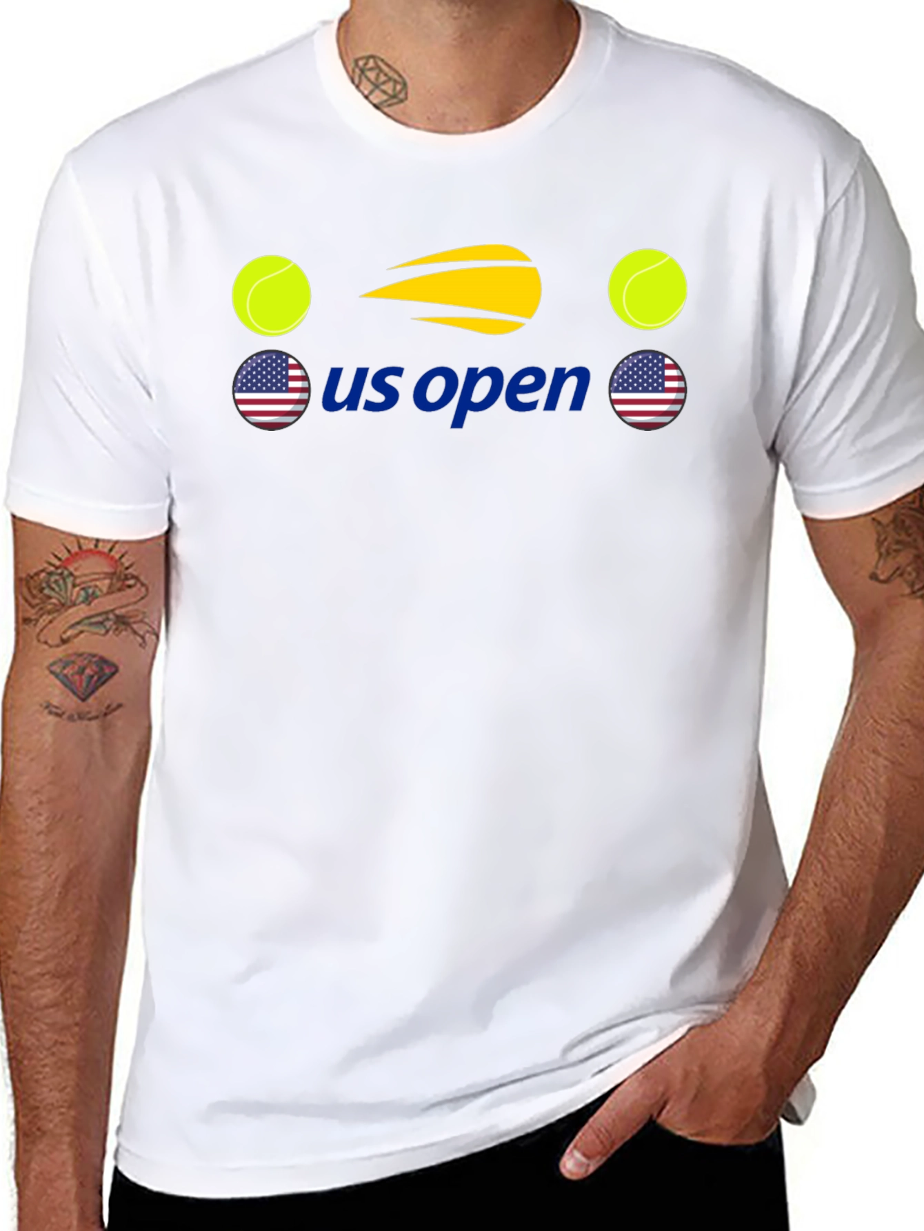 US Open Tennis Graphic Tee - Black Cotton T-Shirt