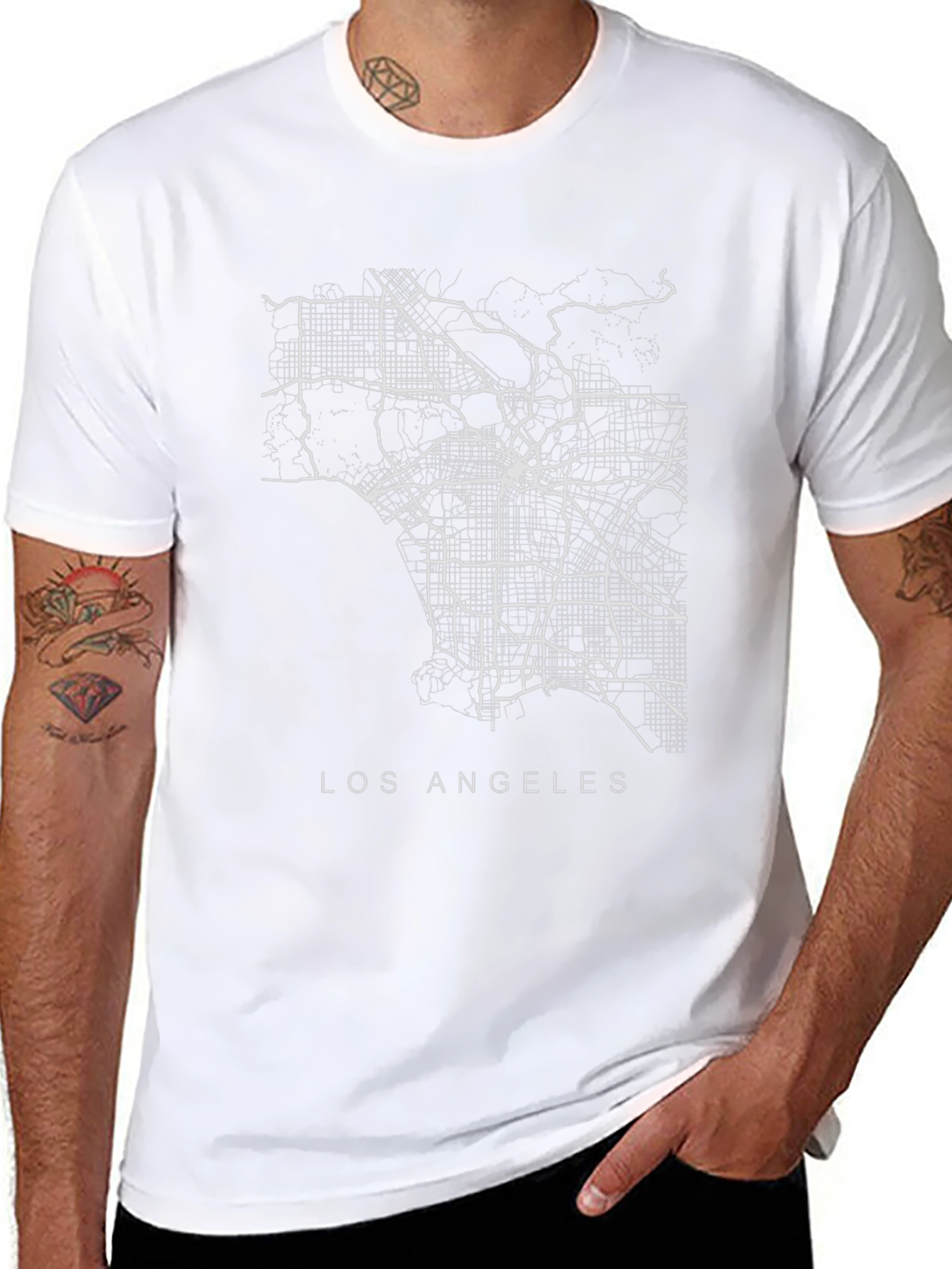 Los Angeles City Map Graphic Tee - Black