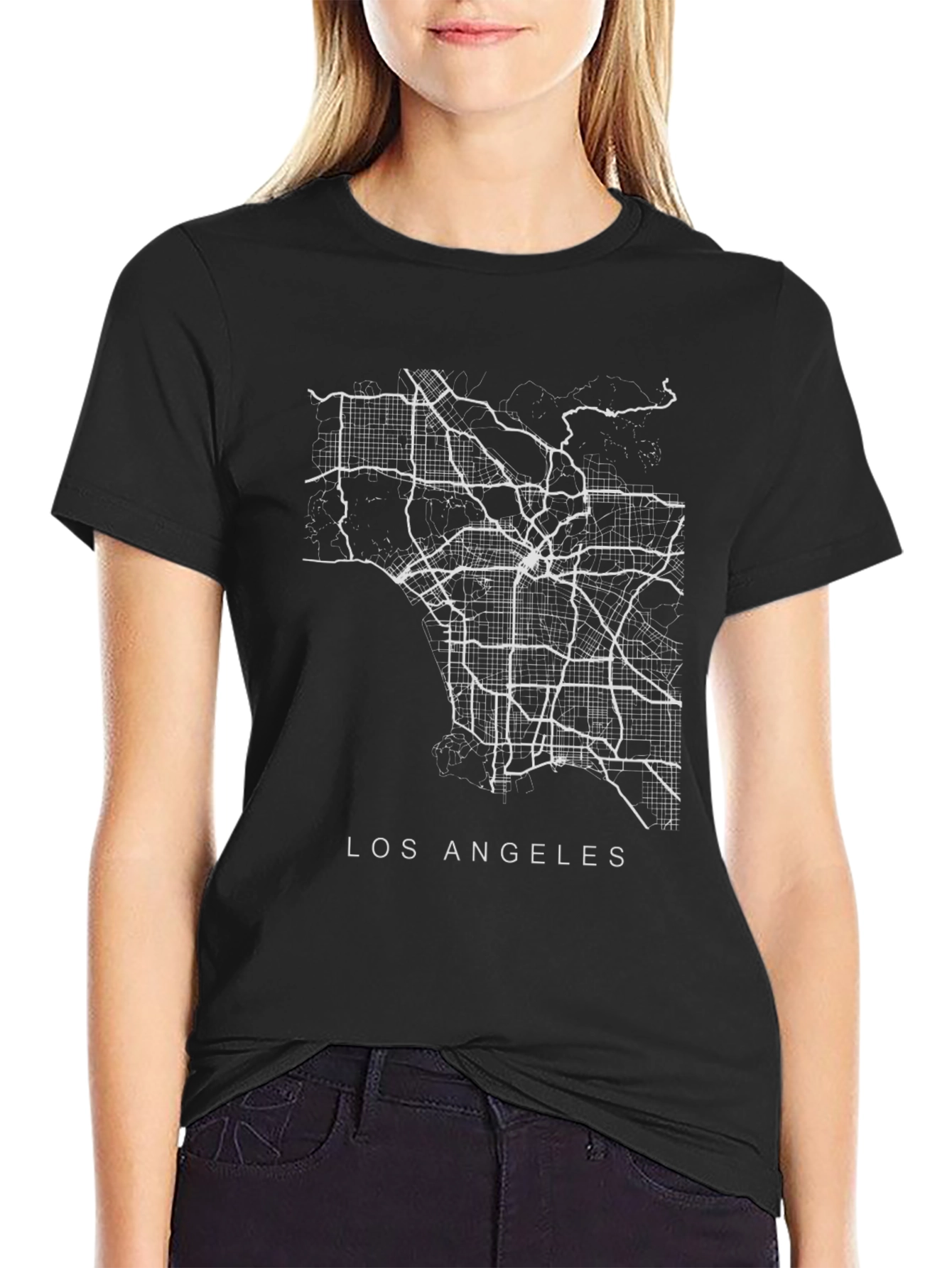 Los Angeles City Map Graphic Tee - Black