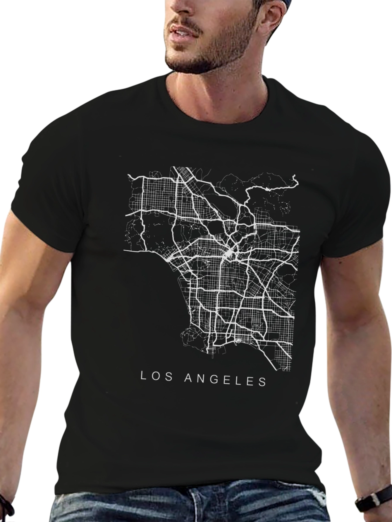 Los Angeles City Map Graphic Tee - Black