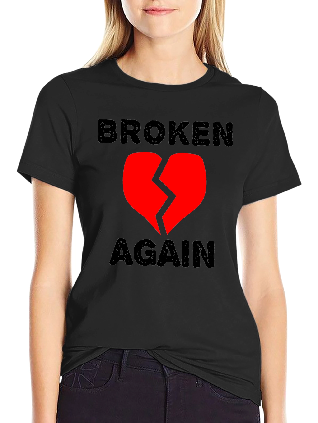 Broken Again Heart Graphic Tee - Trendy Emotional T-Shirt