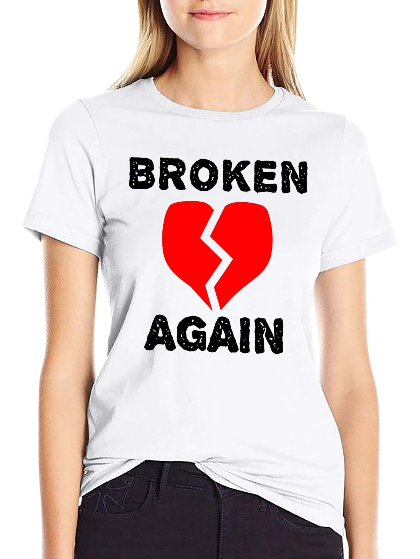 Broken Again Heart Graphic Tee - Trendy Emotional T-Shirt