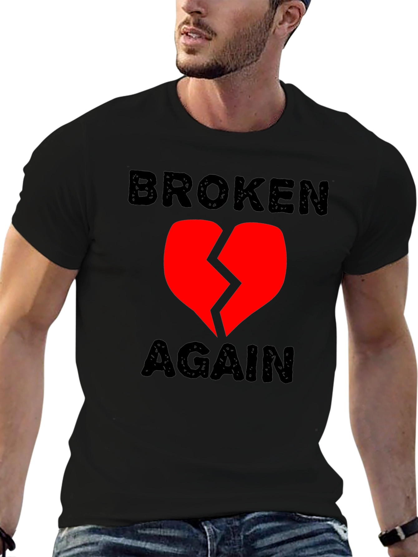 Broken Again Heart Graphic Tee - Trendy Emotional T-Shirt